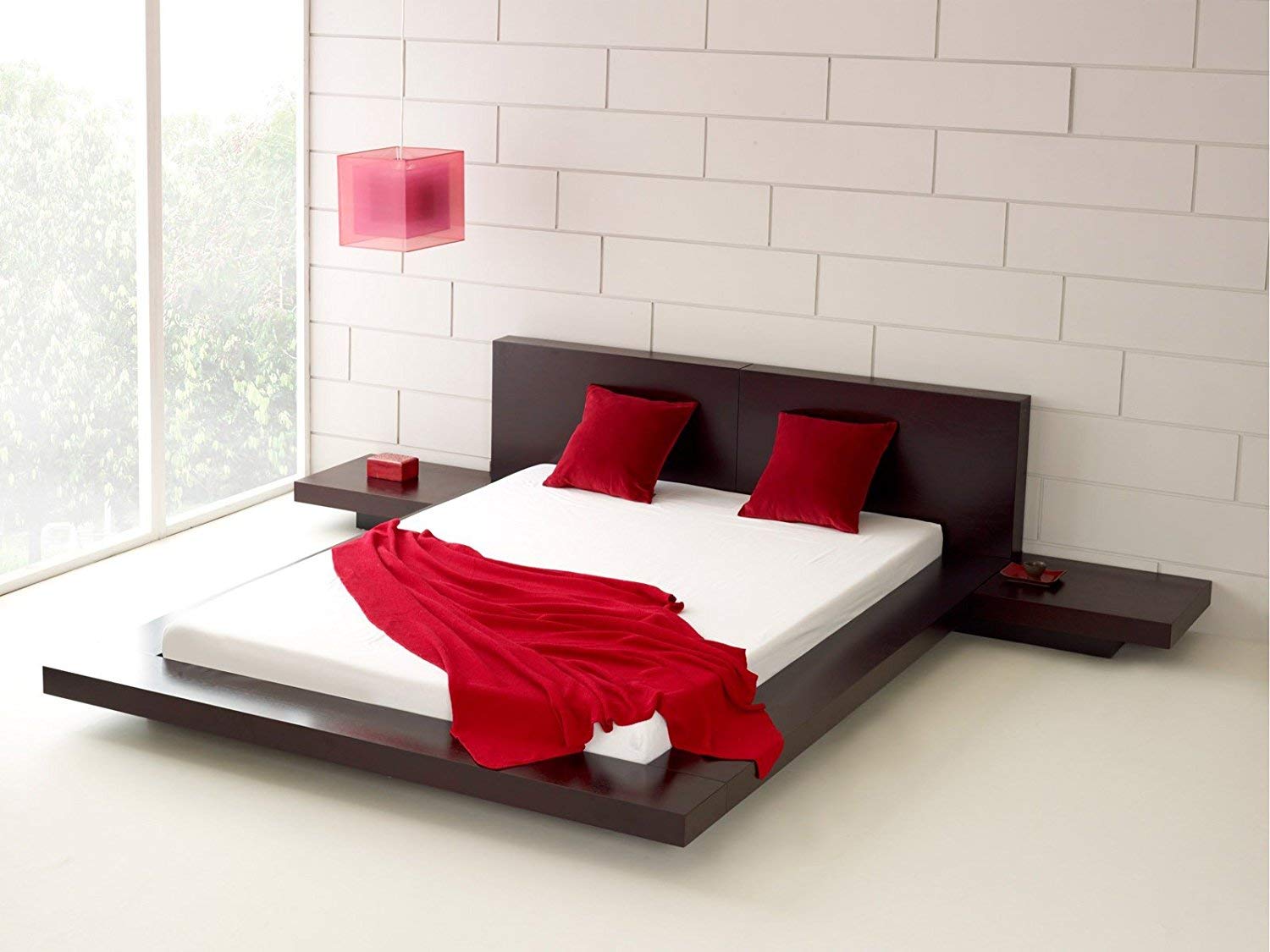 Matisse Fujian Modern King Size Bed with 2 Night Stands in Espresso Finish - Perfect for Contemporary Bedroom Decor and Master Suite Styling