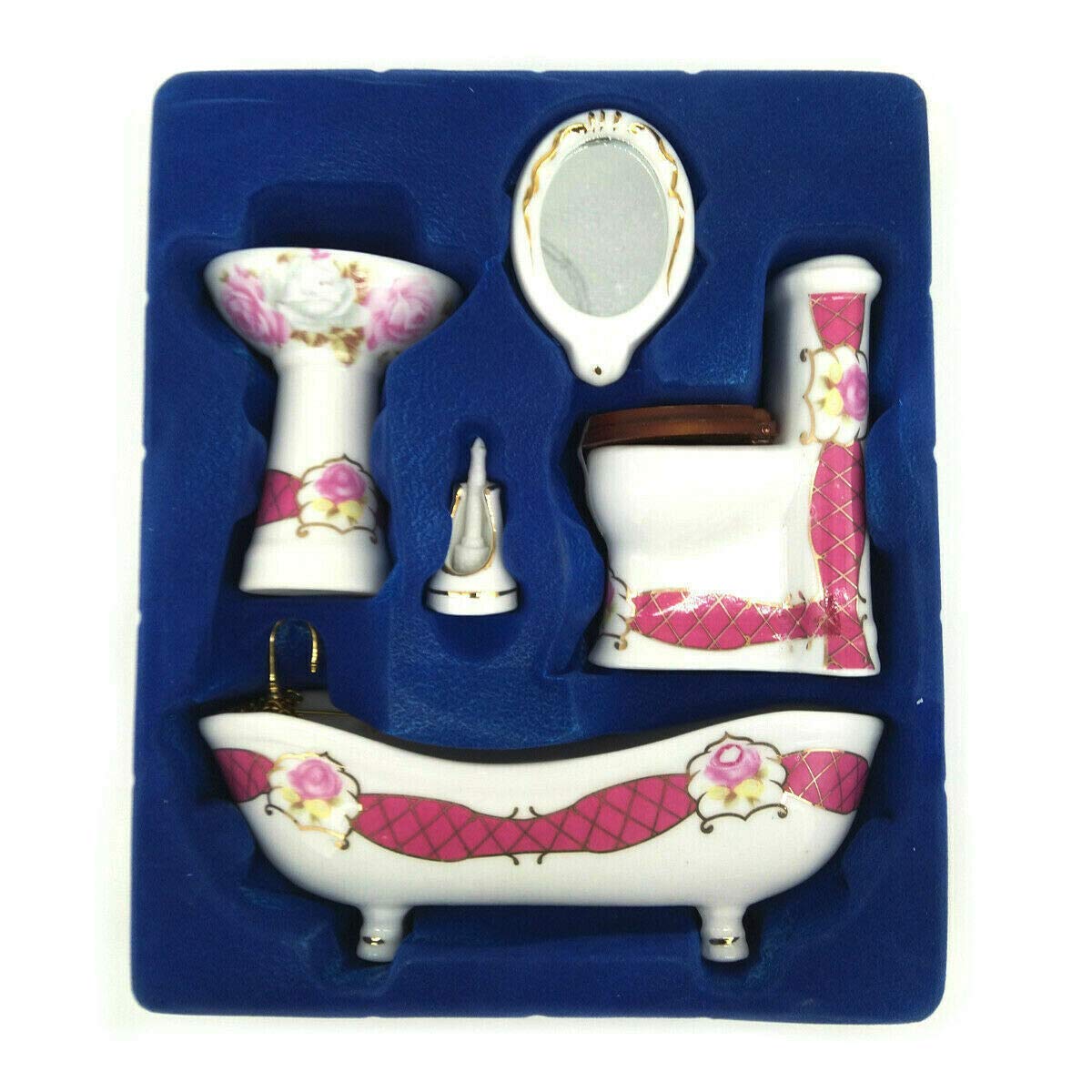 1/12 Scale Miniature Dollhouse Bathroom Set - Ceramic Toilet & Accessories for Realistic Dollhouse Decor | Perfect for DIY Miniature Projects & Collectors