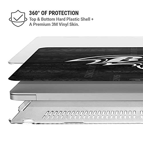 Official NFL Baltimore Ravens Black & White MacBook Pro 15in Case (2016-2019) - Protective Skin Cover Compatible with MacBook Pro 15
