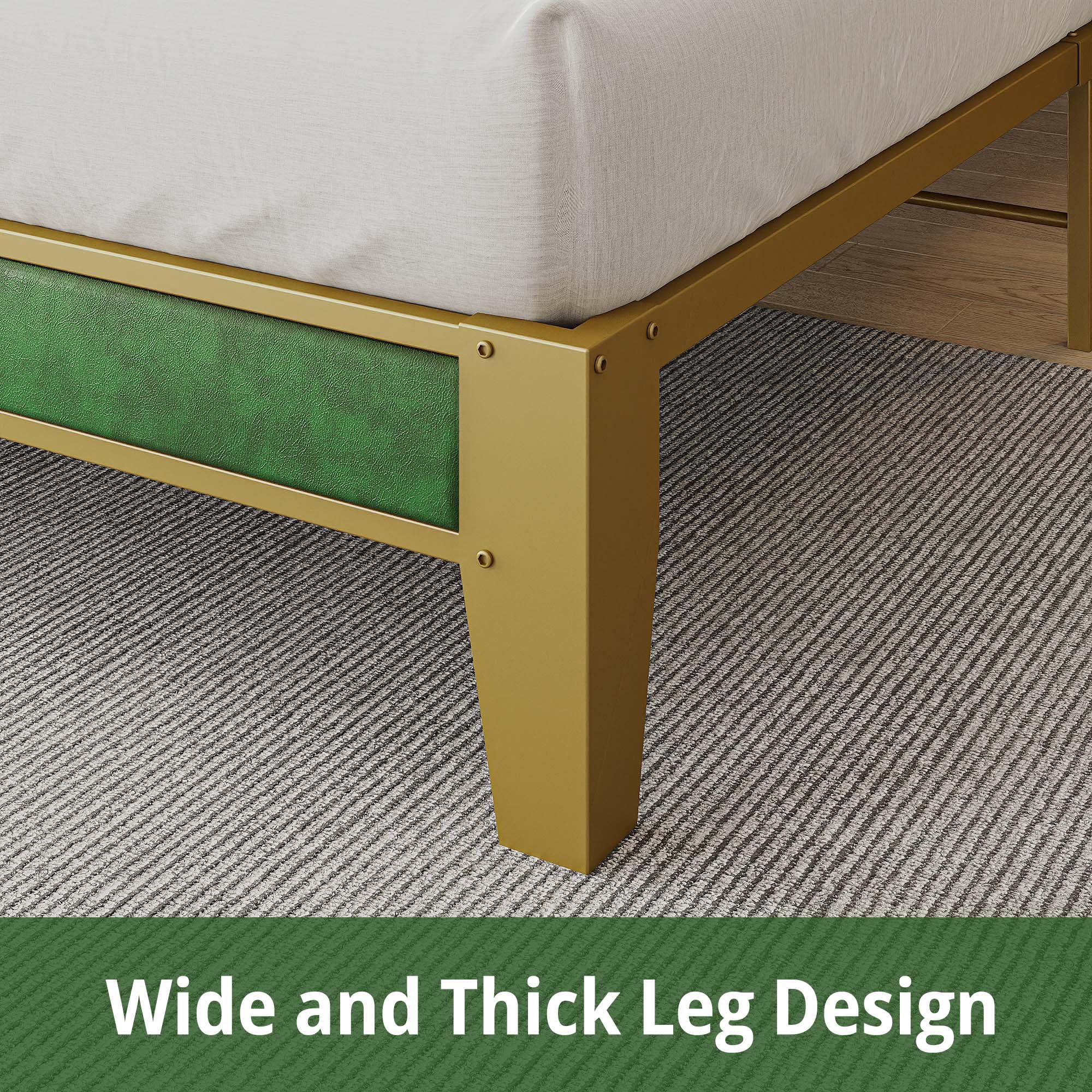 ANCTOR Twin Bed Frame with Storage Headboard & USB Outlets - Easy Assembly, Sturdy Metal Platform Bed, No Box Spring Needed, Quiet & Stable - Perfect for Small Spaces, Dorms, Guest Rooms & Apartments (Emerald Green)