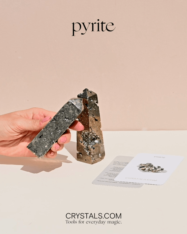 Natural Pyrite Tower - Healing Crystal for Home & Office Decor, Feng Shui, Meditation & Energy Balancing | Perfect for Spiritual Growth, Stress Relief & Positive Vibes