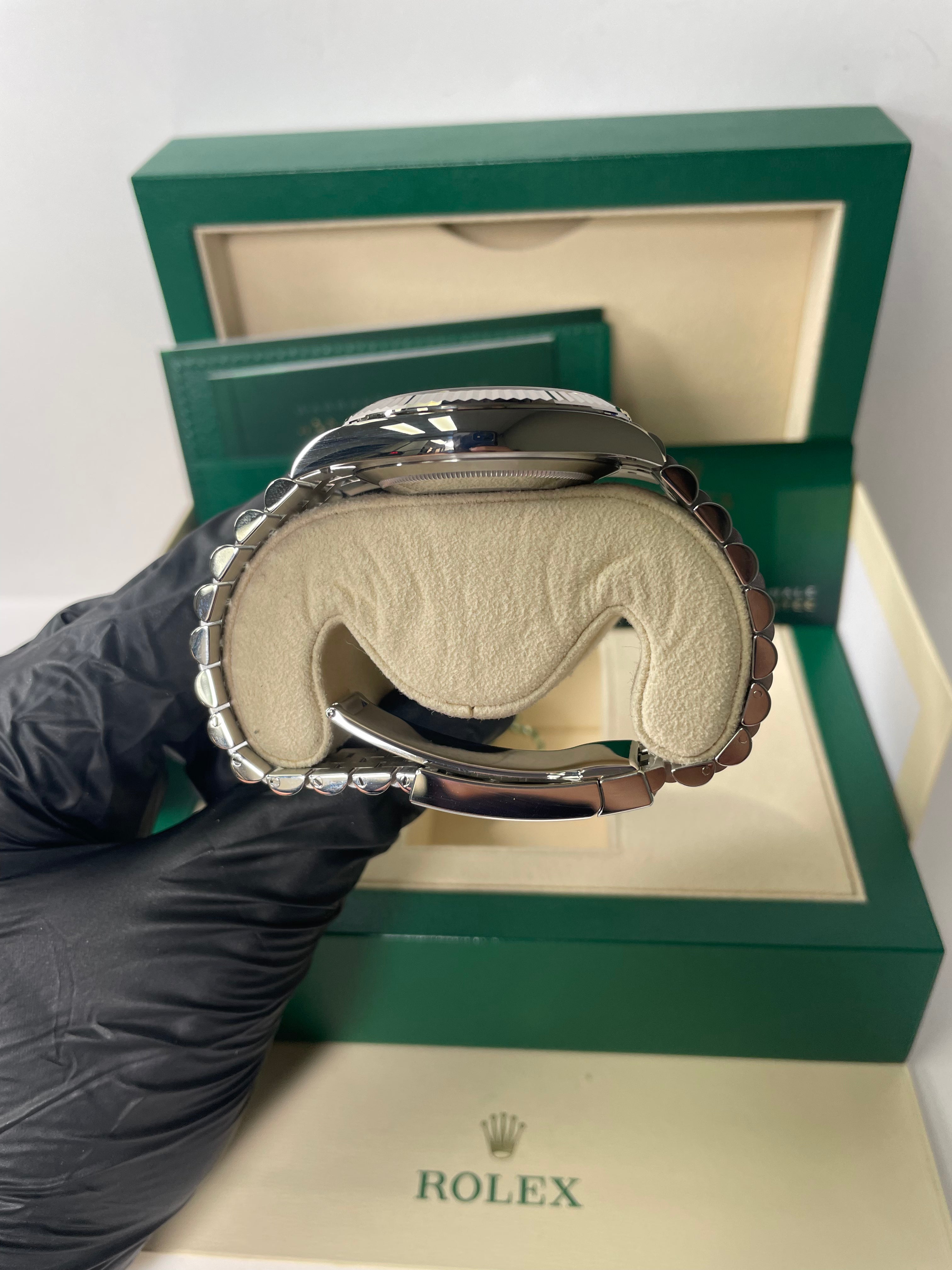 Rolex Datejust 41 Men's Watch - White Gold & Steel, Silver Index Dial, Fluted Bezel (Ref#126334) | Luxury Dress Watch for Business & Formal Occasions