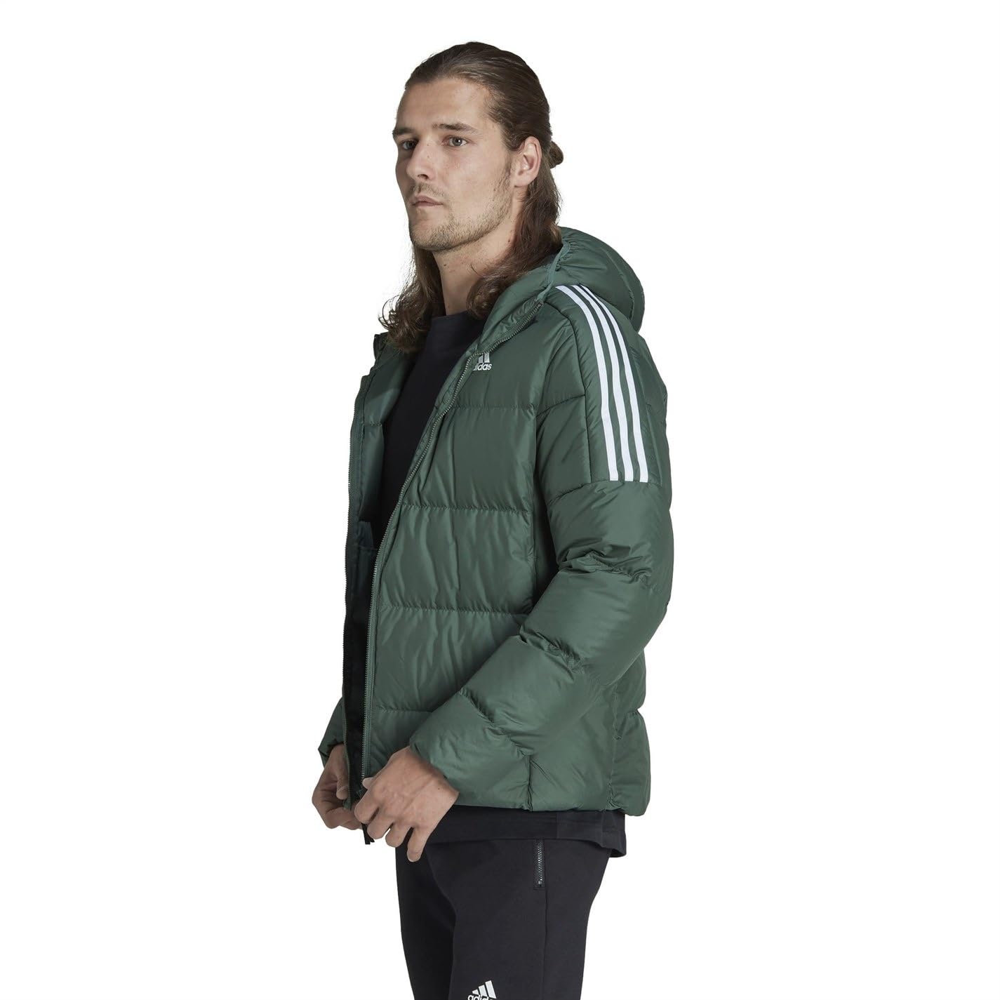 Adidas Men's Essentials Midweight Down Hooded Jacket - Lightweight Warm Winter Coat for Outdoor Activities, Hiking & Casual Wear