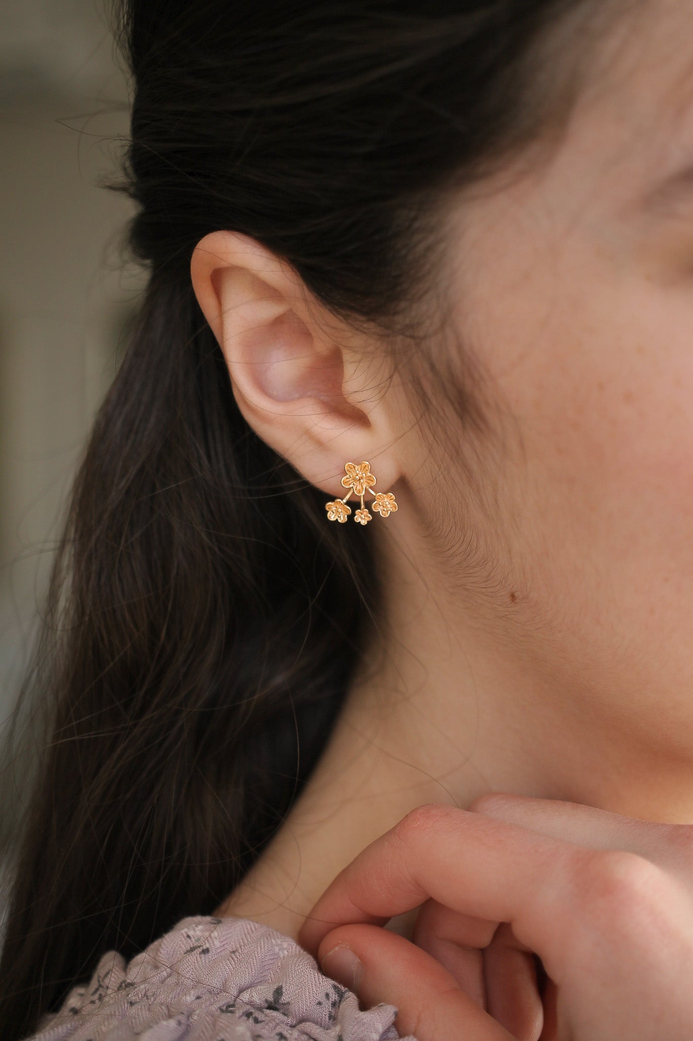 14K Gold Azalea Flower Stud Earrings for Women - Elegant Floral Jewelry Gift for Birthday, Anniversary & Valentine's Day