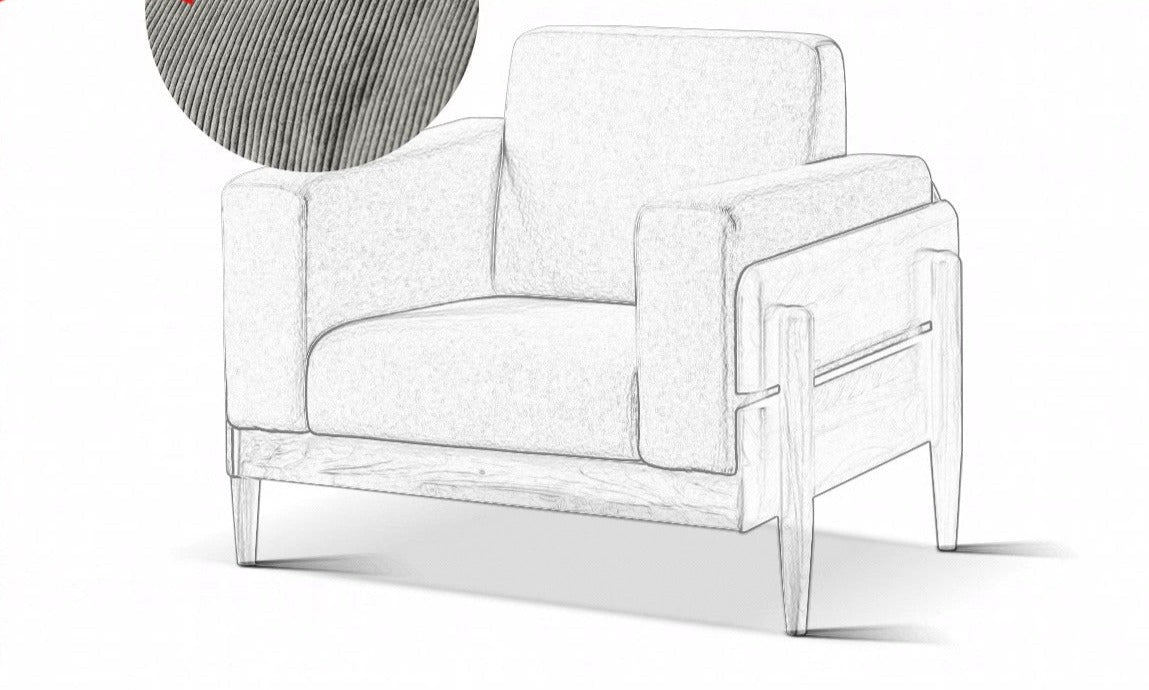 Premium Black Walnut Solid Wood Upholstered Fabric Sofa - Modern Living Room Furniture for Home, Office & Lounge Comfort