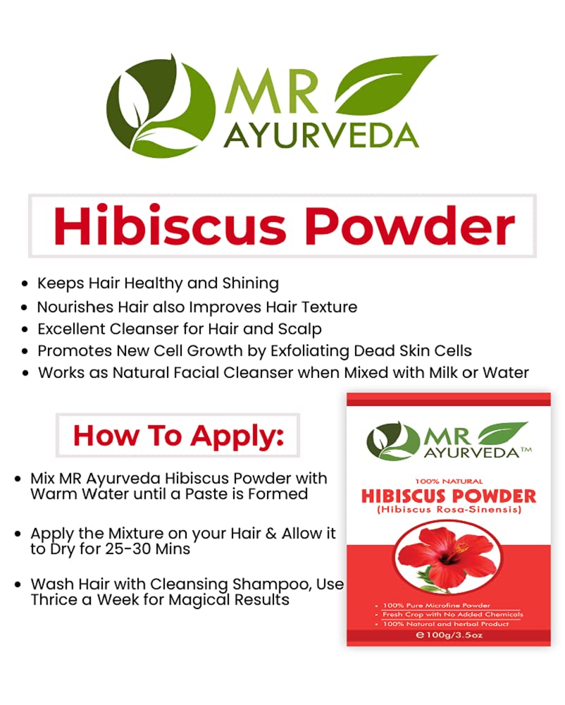 Organic Hibiscus Flower Powder for Face & Hair Care | 100% Natural Hibiscus Powder for All Skin & Hair Types | No Added Chemicals | 100g | DIY Beauty, Hair Growth & Skin Brightening Treatments