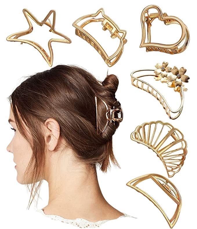 Starvis Minimalist Metal Hair Claw Clips for Women - 6 Pack Geometric Hair Accessories, Banana Clips & Hair Catchers for Girls - Perfect for School, Work, Parties & Everyday Styling
