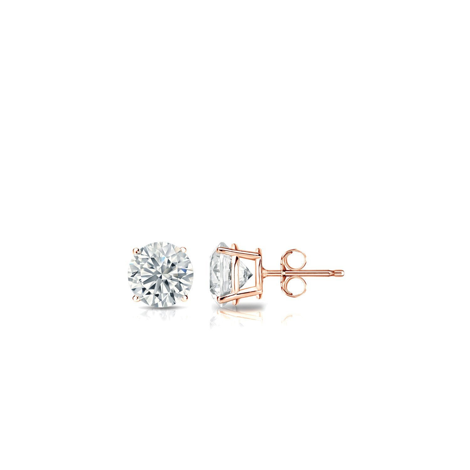 1/4 Carat Lab Grown Diamond Round Stud Earrings in 14k Gold (G-H Color, SI1-SI2 Clarity) - 4-Prong Basket Push Back Setting - Perfect for Everyday Wear, Gift Giving & Special Occasions