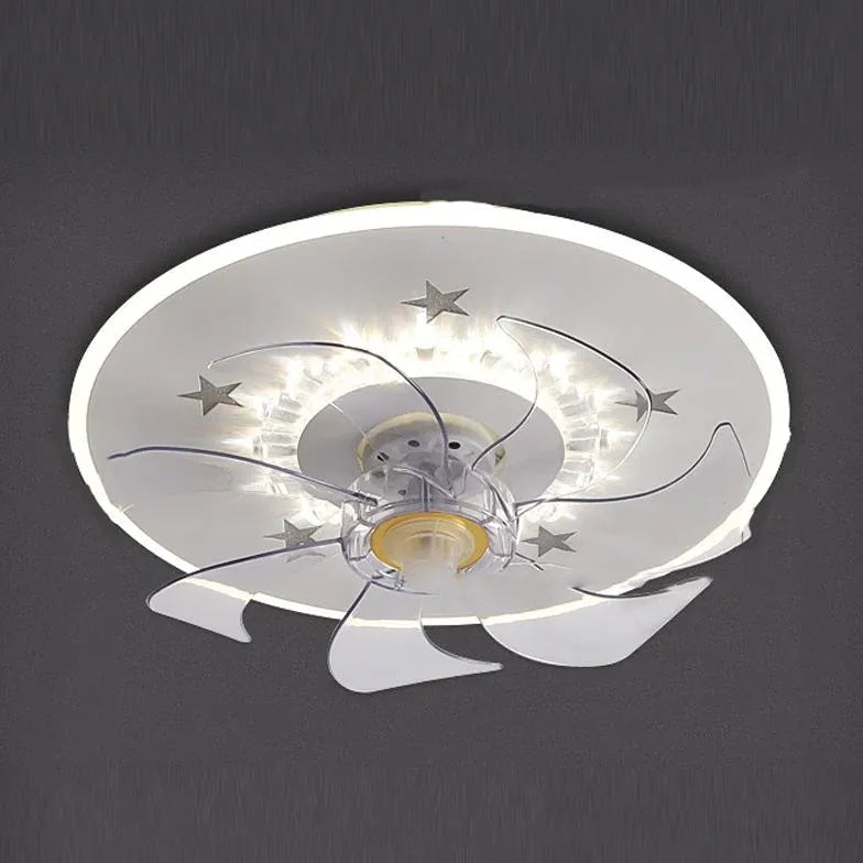 Modern White Ceiling Fan with LED Light - Minimalist Design for Bedroom, Living Room, and Office