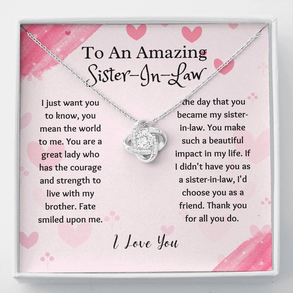 Love Knot Necklace for Sister-in-Law - Personalized Jewelry Gift for Future Sister-in-Law, Bonus Sister, Bride & Wedding | Thoughtful Present for Her Birthday, Anniversary or Special Occasion