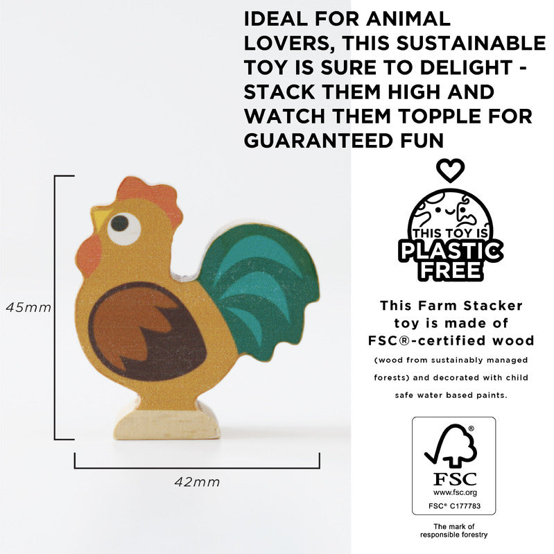 Petilou Wooden Farm Animal Stacking Toys with Storage Bag - Montessori Learning Toys for Toddlers, Perfect for Farm-Themed Playrooms & Early Childhood Education