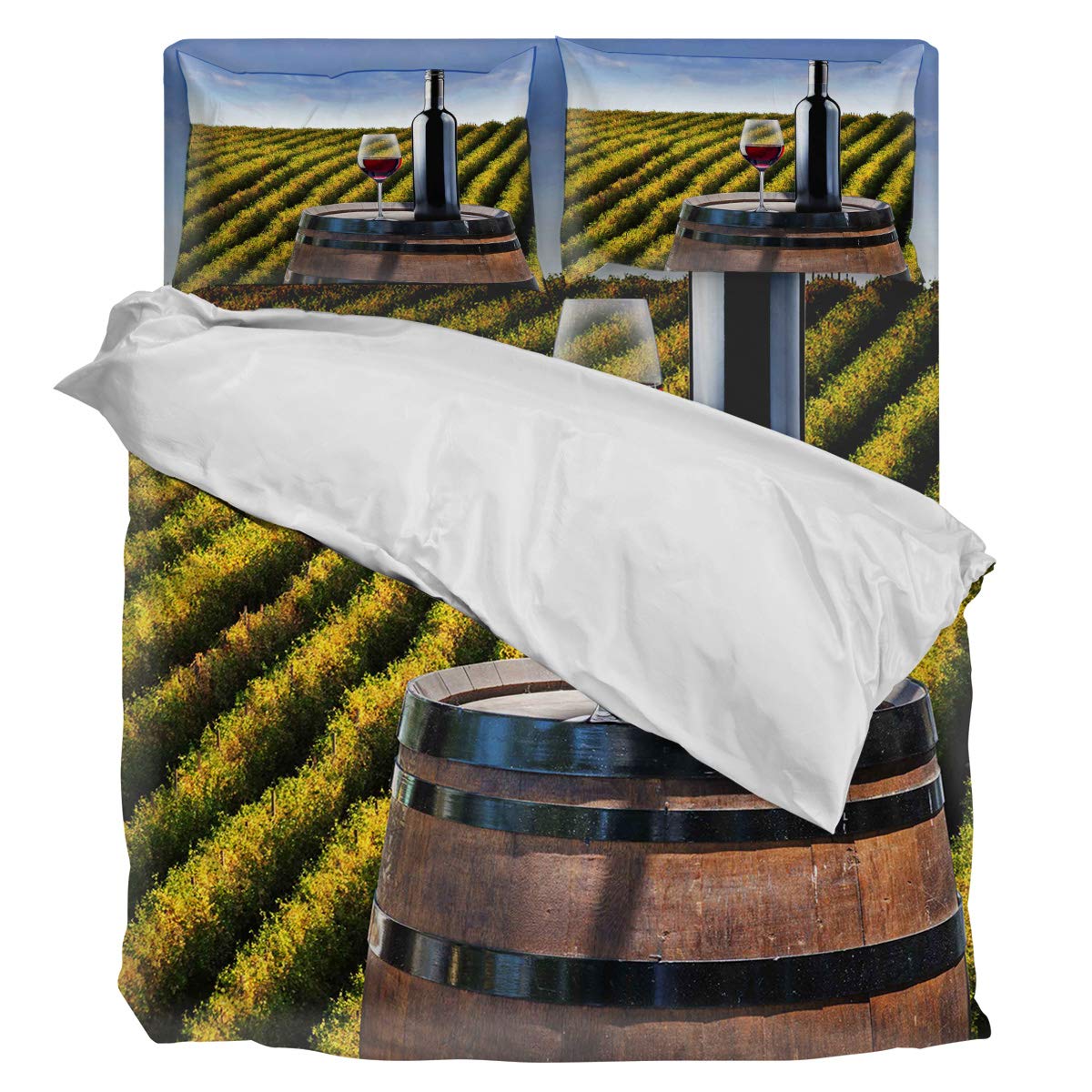 4-Piece Wine Farm Duvet Cover Set - Ultra Soft Brushed Microfiber Comforter Cover for Twin Bed | All-Season Luxury Bedding | Perfect for Guest Rooms, Dorms & Cozy Bedrooms