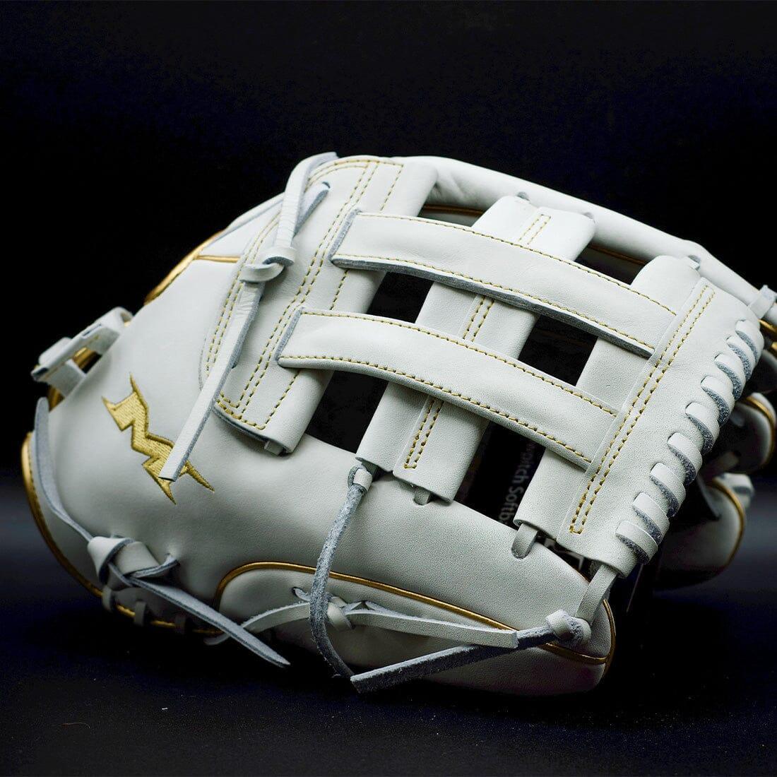 Miken Gold Pro Series 13 Inch White Slowpitch Softball Fielding Glove (PRO130 WG) - Premium Leather for Adult Players - Perfect for Outfield & Infield Defense