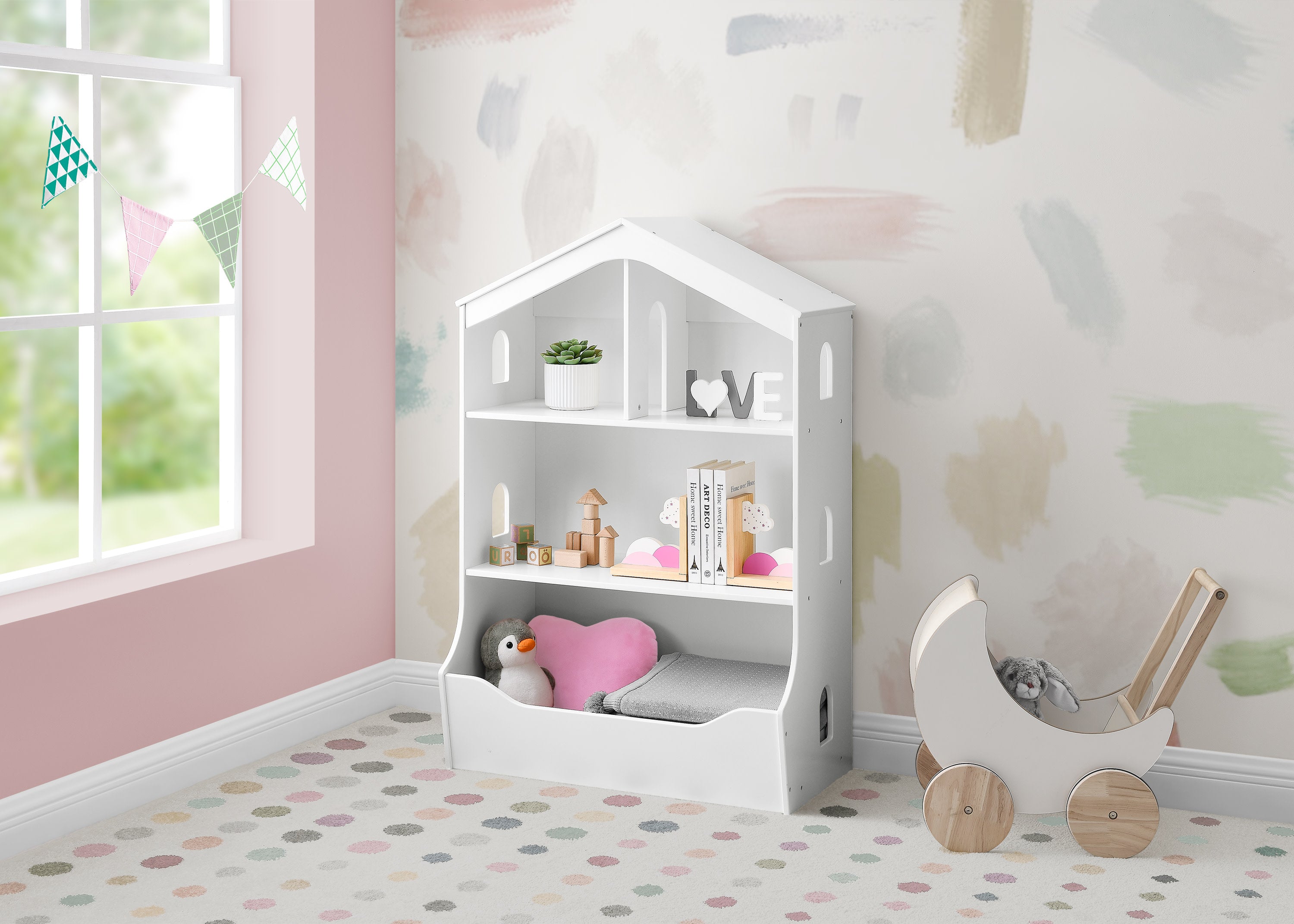 Kids Playhouse Bookcase with Toy Storage - Fun & Functional Bookshelf for Bedroom, Playroom & Nursery - Perfect for Organizing Books, Toys & Decor
