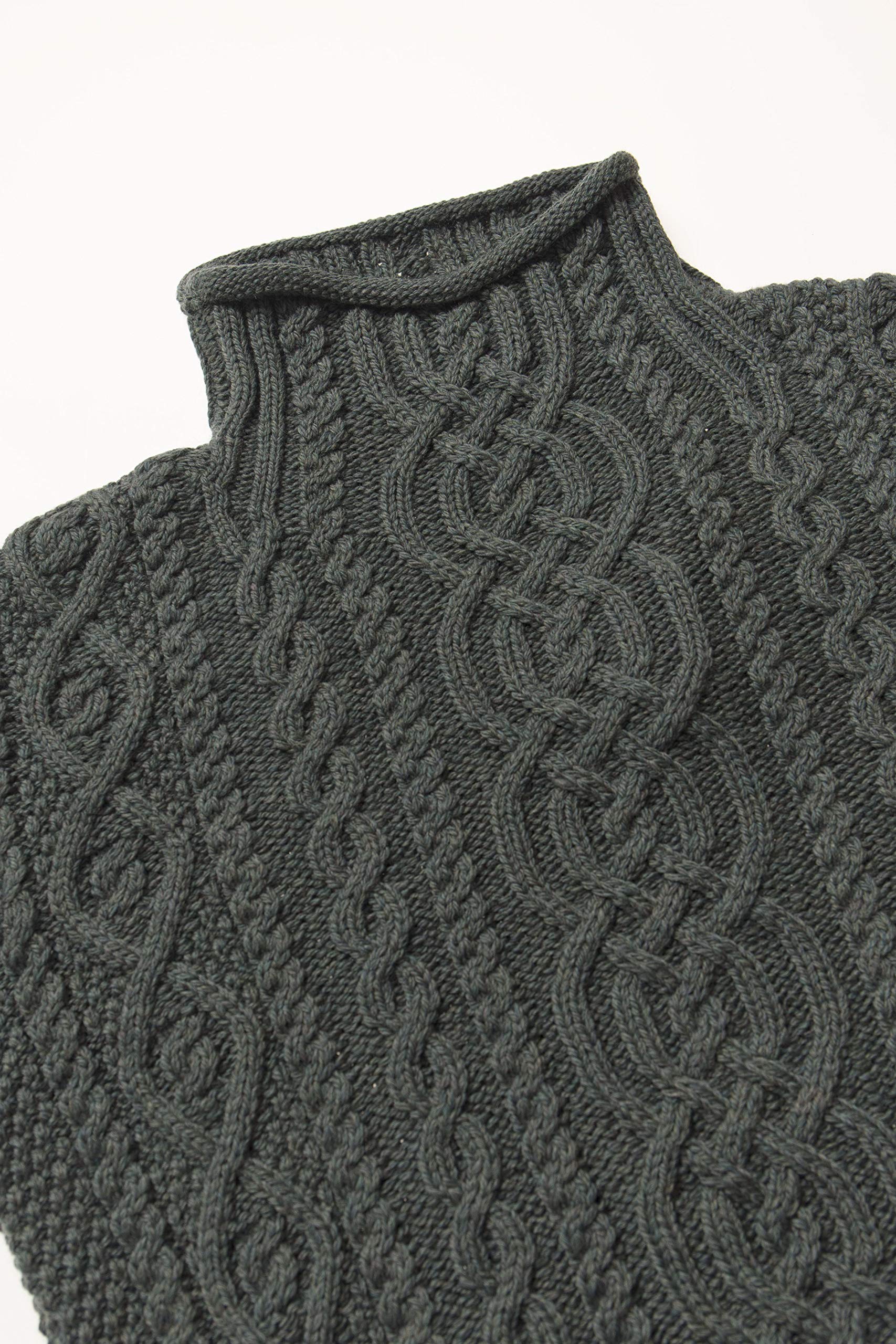 Aran Crafts Women's Cable Knit Funnel Neck Sweater - 100% Super Soft Merino Wool Winter Pullover for Cozy Comfort | Perfect for Casual Outfits, Office Wear & Holiday Gatherings