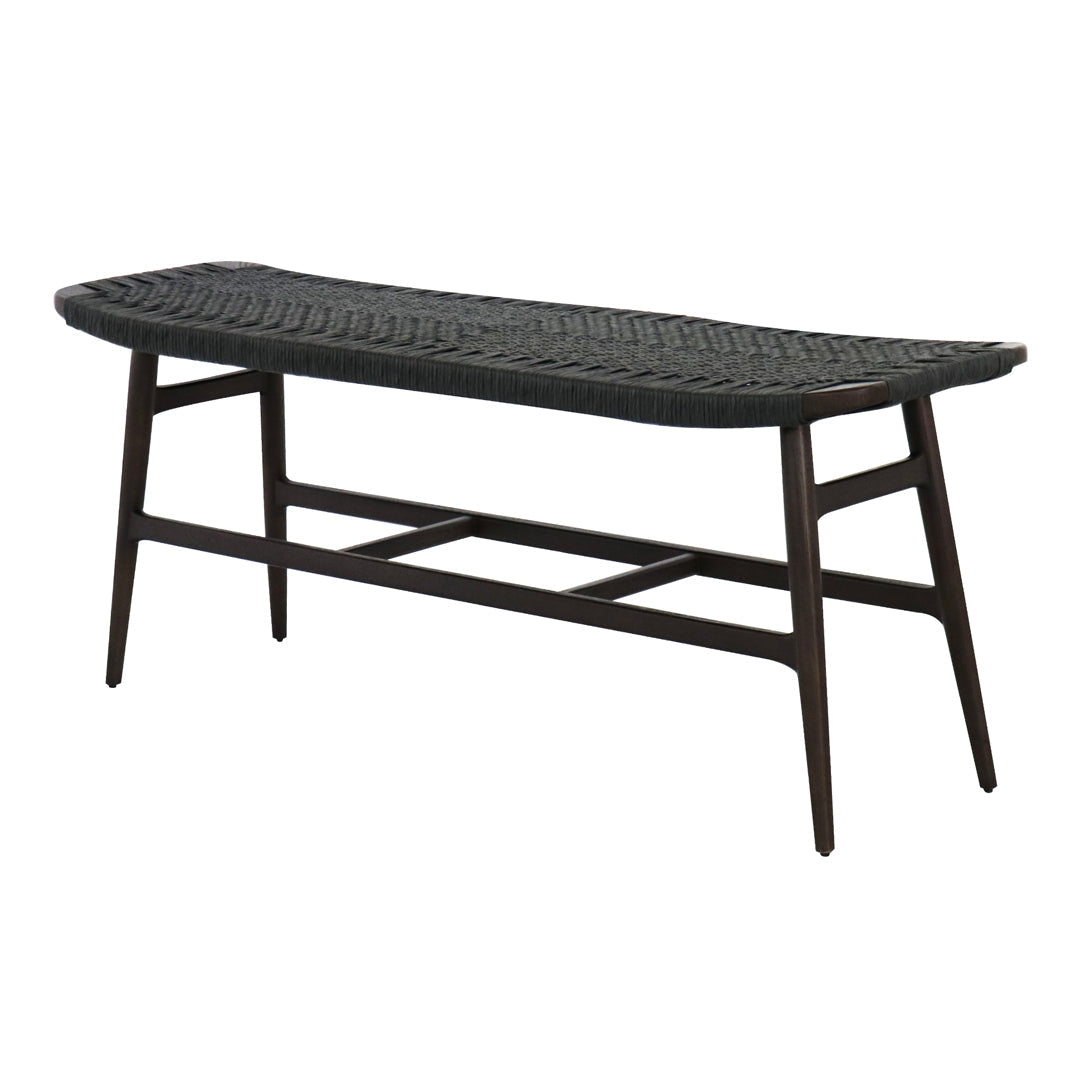 Freja Bench with Woven Paper Cord Seat - Modern Boho Indoor/Outdoor Furniture for Patio, Living Room & Bedroom