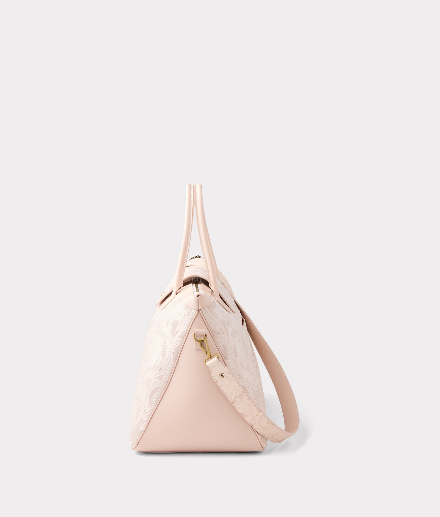 Premium Leather Weekender Bag for Women - Stylish Blush Pink Travel Duffel with Spacious Interior | Perfect for Weekend Getaways, Gym, and Business Trips