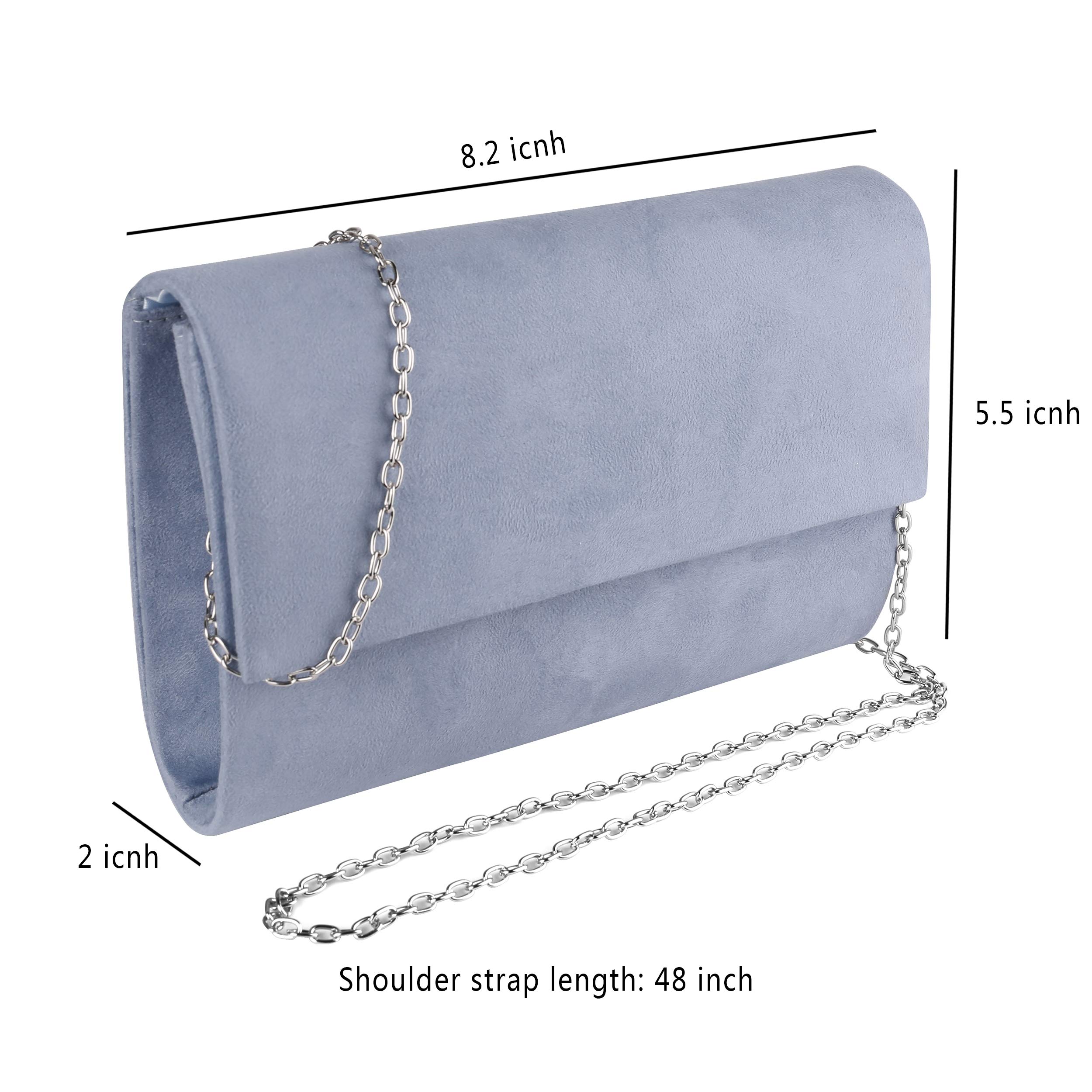 Elegant Women's Suede Evening Clutch Purse with Chain Strap - Perfect for Prom Night, Bridal Wedding & Formal Events