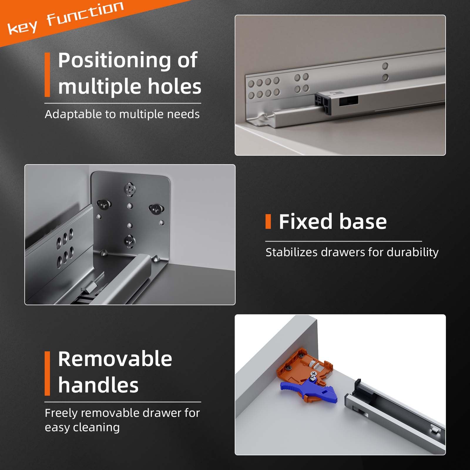 15 Inch Soft Close Drawer Slides - Full Extension Concealed Rails with Brackets - 80 lb Load Capacity - Heavy Duty Cabinet Hardware for Kitchen, Office & Furniture Installation (1 Pair)