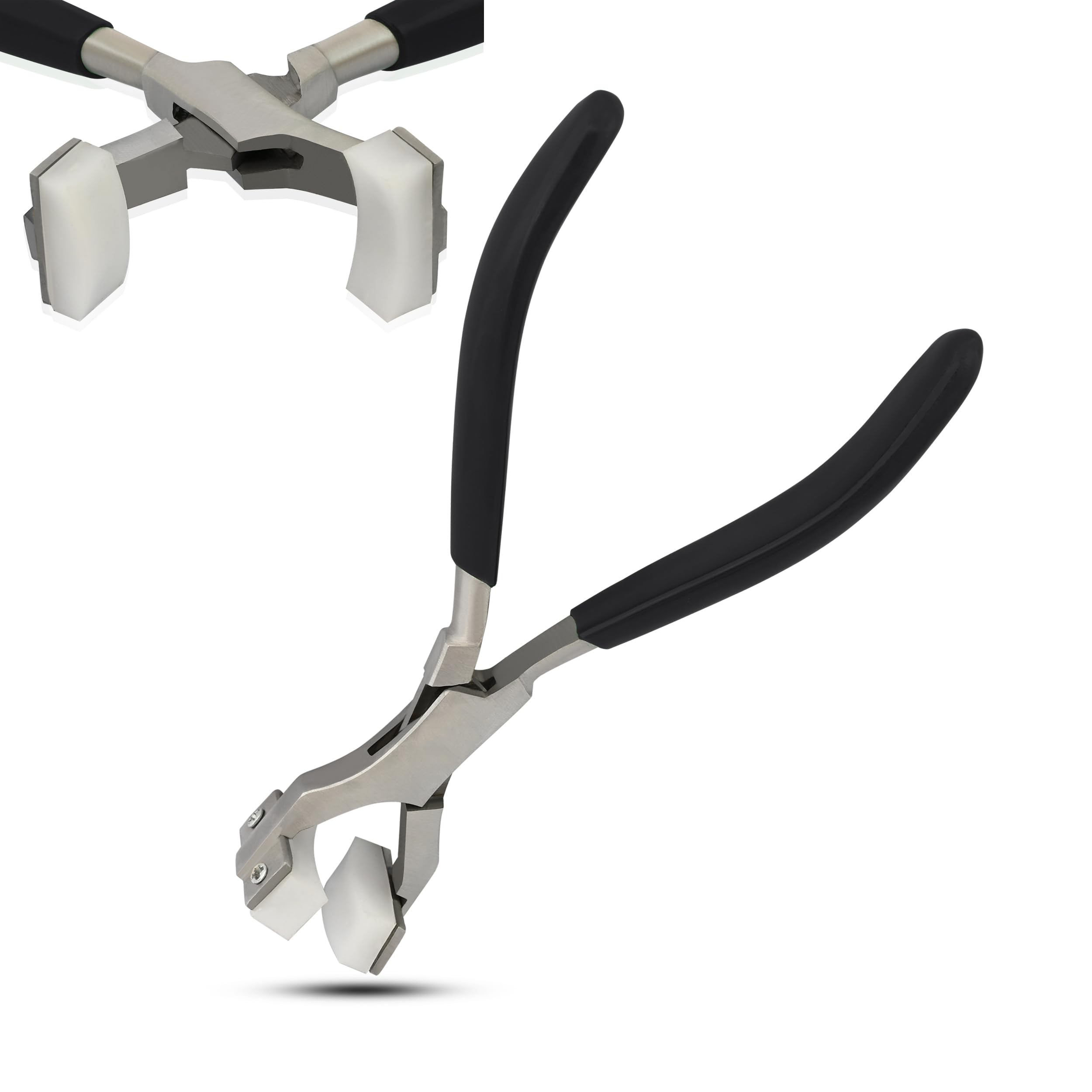 Professional Stainless Steel Jewelry Pliers - OdontoMed2011 Bracelet Repair Tool with Nylon Jaws for Spring Bending & Ring Forming | Black Grip Handle | Perfect for Jewelry Making, Watch Repair & DIY Crafts