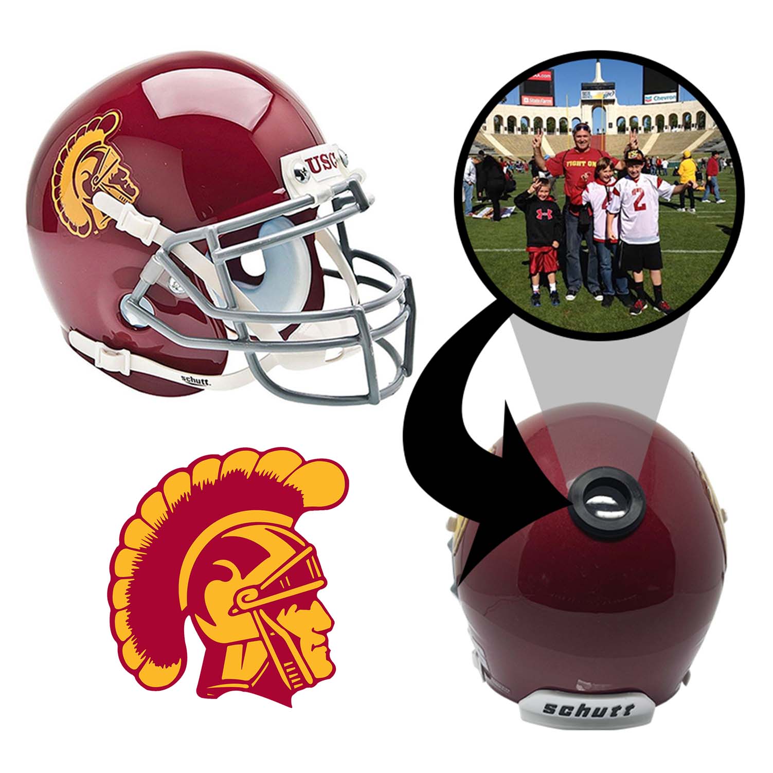 USC Trojans College Football Collectible Mini Helmet with Display Stand - Officially Licensed NCAA Memorabilia for Fans and Collectors - Perfect for Game Room, Man Cave, or Sports Themed Gifts