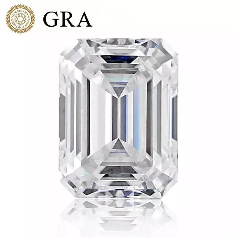 Super White Emerald Cut Moissanite Loose Stone - D Color VVS1 Lab-Grown Certified Champagne Moissanite Diamond for Engagement Rings & Fine Jewelry Making