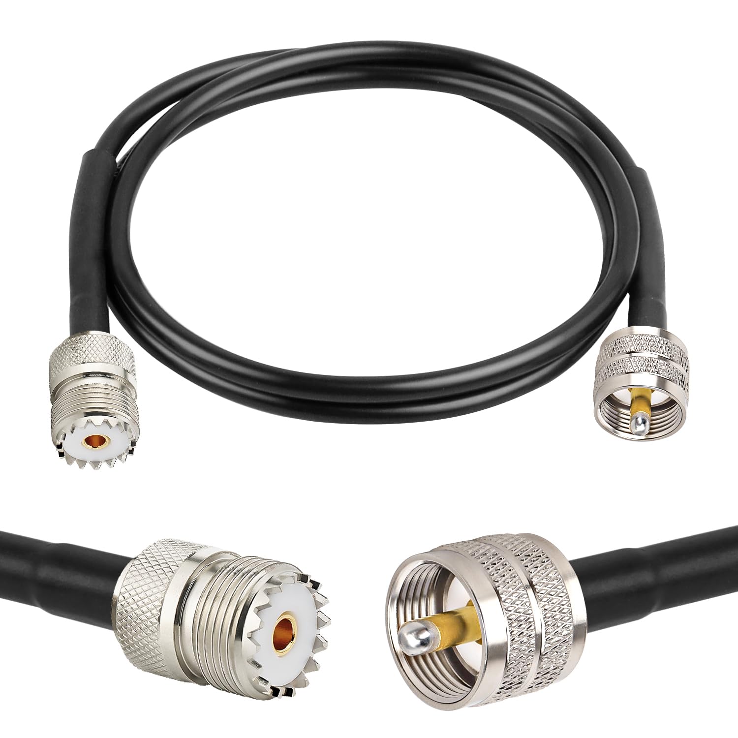 PL-259 UHF CB Coaxial Cable 6FT - RG58 Male to Female Low Loss Antenna Extension Jumper Cable for CB Radio, HAM Radio, Antenna Analyzer, SWR Meter & Dummy Load - Perfect for Radio Communication, Signal Testing & Equipment Connection