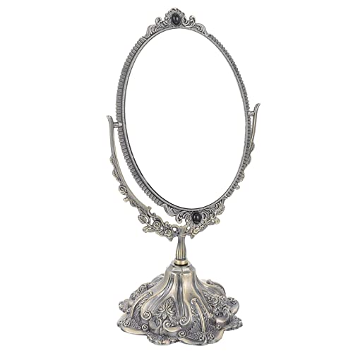 Vintage Double Sided Cosmetic Mirror with Stand - Antique Decorative Makeup Mirror for Vanity Table, Dressing Room & Bedroom Decor | FOMIYES