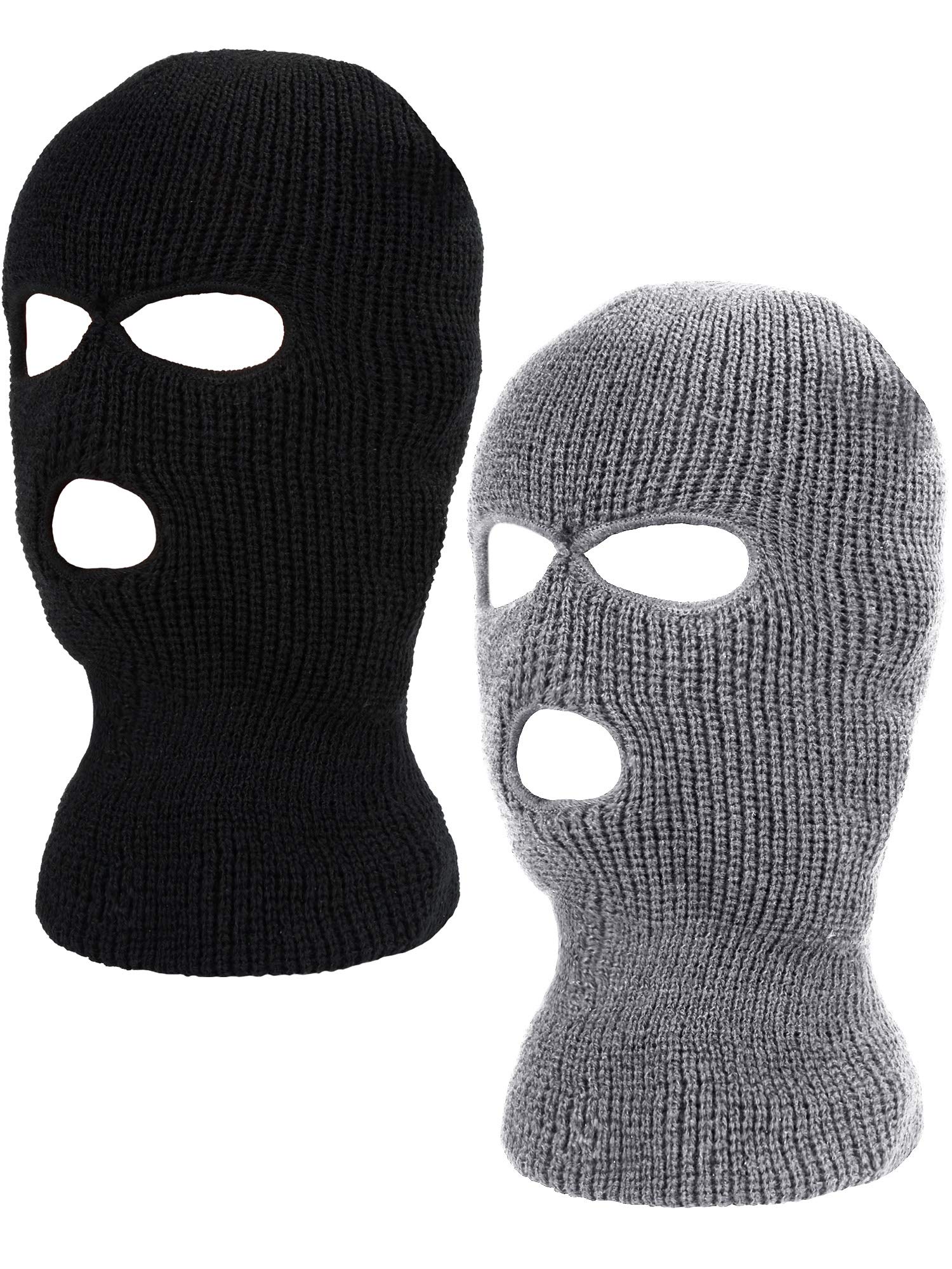 2 Pack Knitted Full Face Cover Balaclava - Winter Ski Mask with 3 Holes for Men & Women - Cold Weather Face Protection for Skiing, Snowboarding, and Outdoor Activities