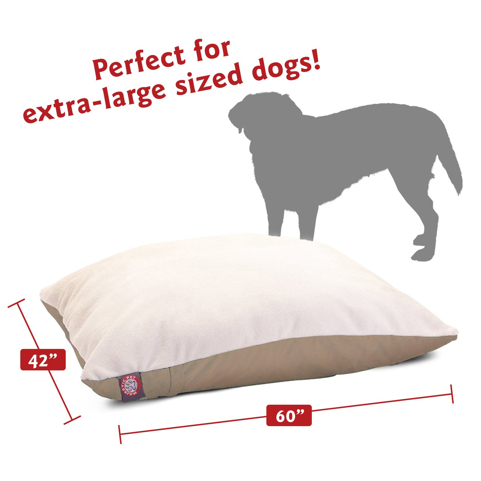 Majestic Pet Washable X-Large Dog Bed with Removable Cover - 42x60 Inch Orthopedic Crate Mat for Large Breed Dogs - Durable Kennel Bed for Sleeping & Lounging - Perfect for Home, Office or Travel (Khaki)