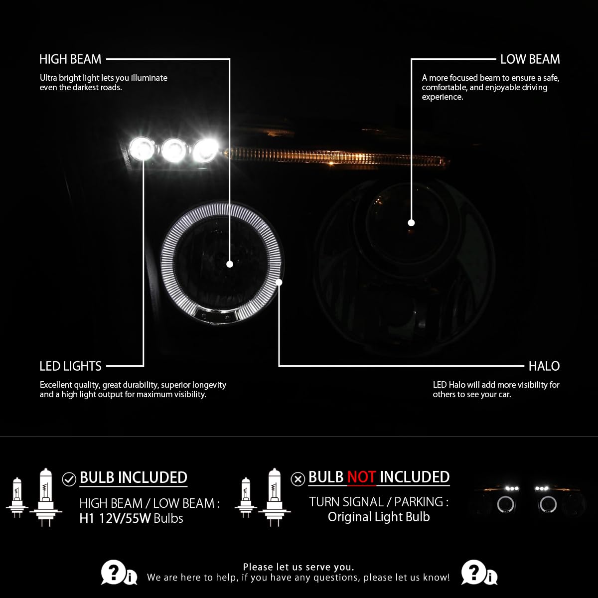 AUTOZENSATION Black Halo LED Projector Headlights & LED Tail Brake Lamps for 2007-2013 Toyota Tundra - Upgrade Your Truck Lighting for Night Driving & Off-Road Adventures