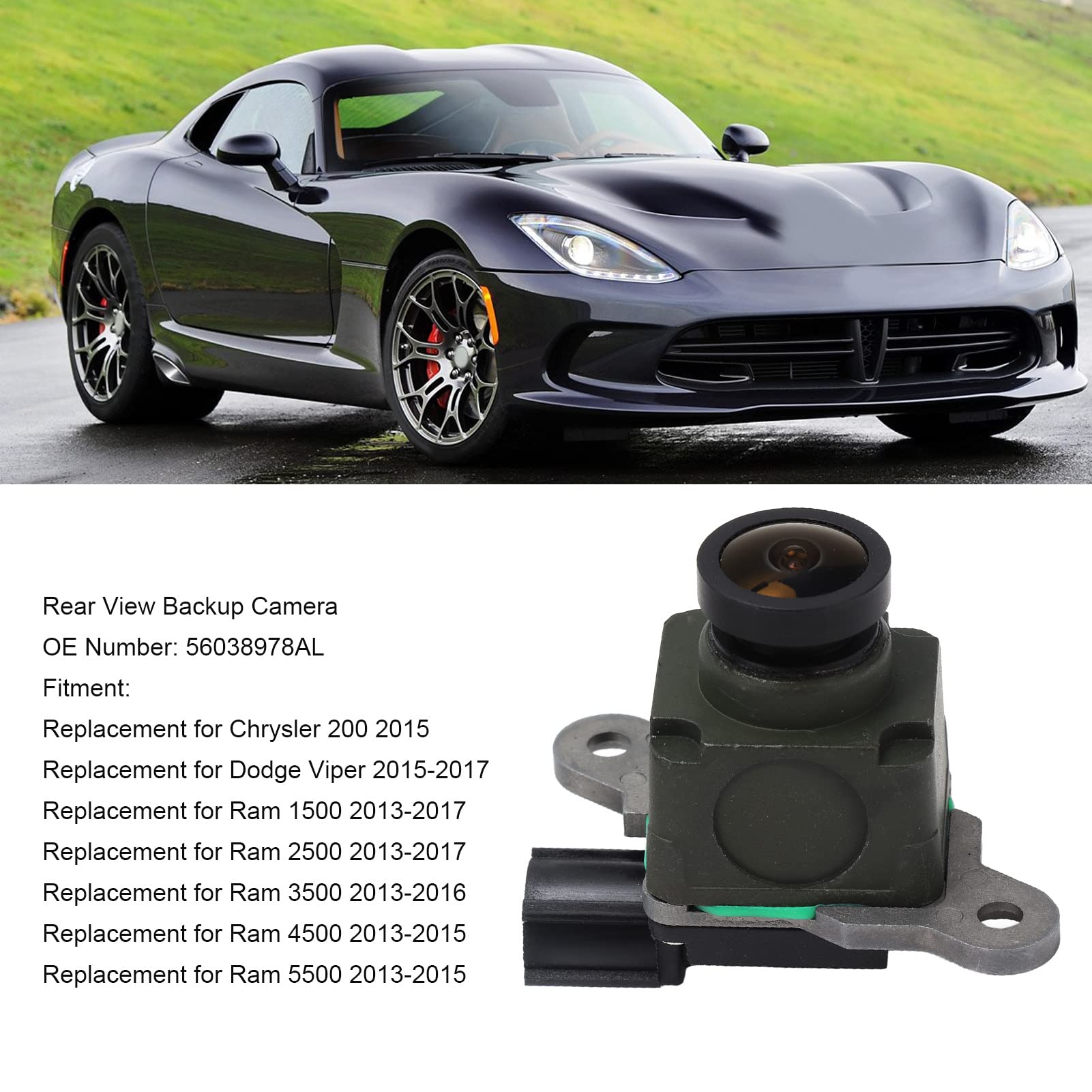 Acouto Rear View Backup Camera 56038978AL - HD Parking Assist Reversing Camera Replacement for Ram 1500 2500 (2013-2017) & Ram 4500 5500 (2013-2015) - Easy Installation, Night Vision - Perfect for Truck Parking & Towing Safety