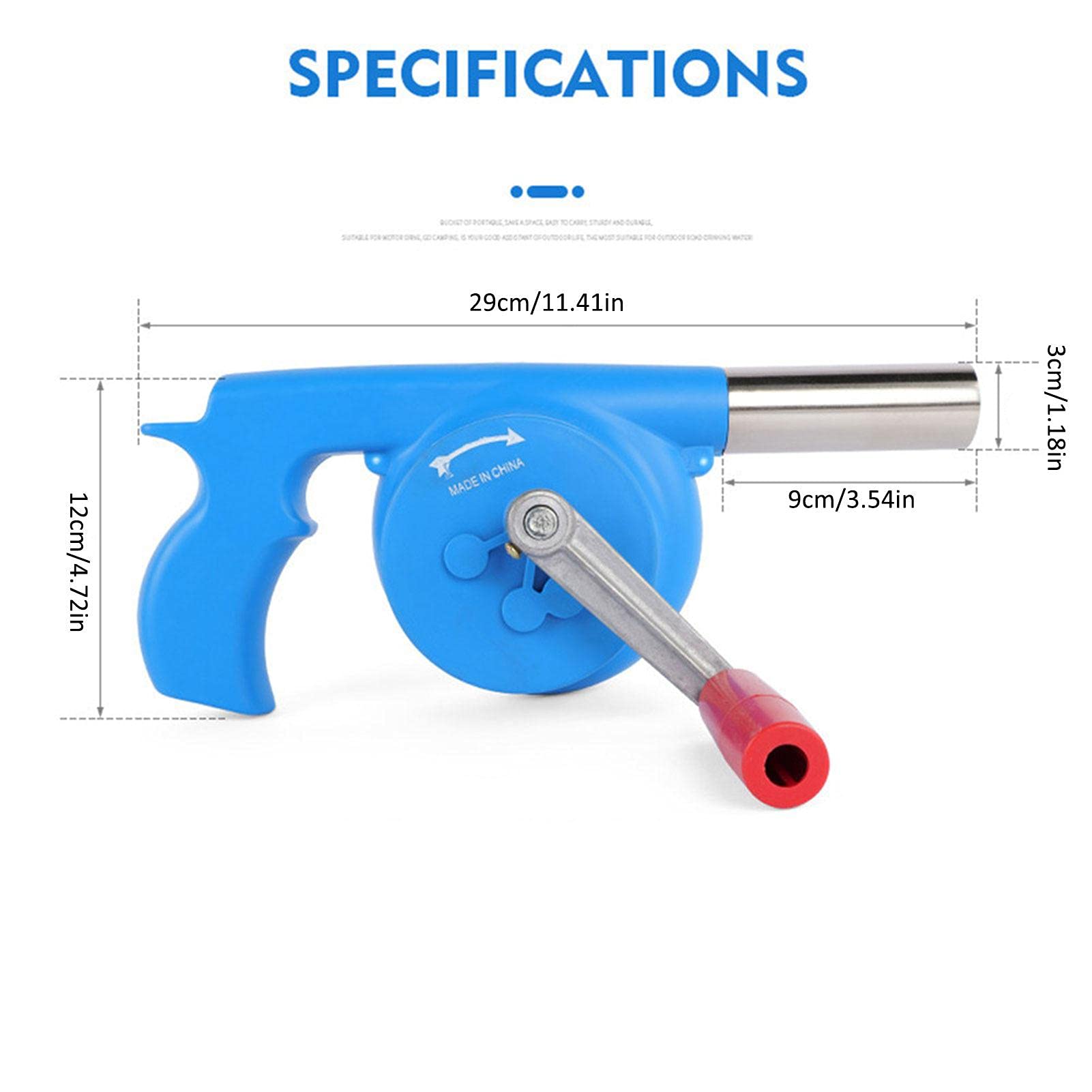 Hand Crank BBQ Fan - Portable Outdoor Cooking Air Blower with Manual Speed Control & Durable Metal Fan Blade - Perfect for Camping, Hiking, Picnics & Backyard Barbecues