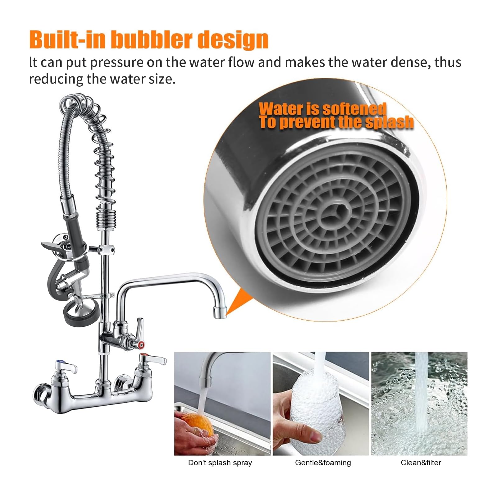 Commercial Kitchen Sink Faucet with Sprayer - MSTJRY 25