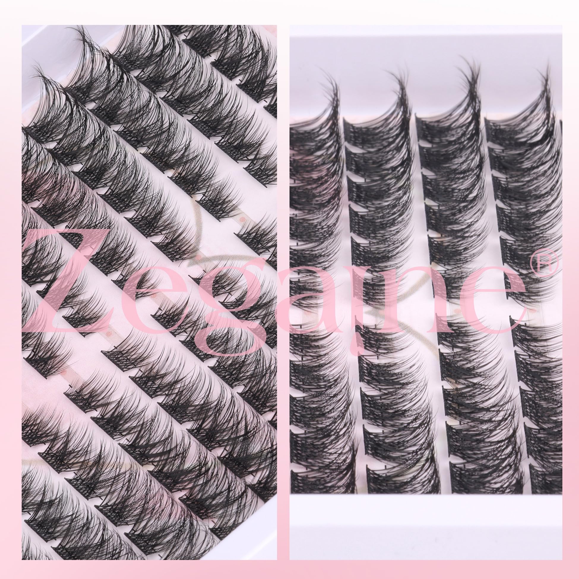 Premium Cat Eye Lash Extensions Kit - Natural Cluster Lashes (8-16mm, 132pcs/11 Pairs) with Eyelash Glue, Tweezers & Brushes - Fox Eye Effect for Dramatic Look - Perfect for Parties, Weddings & Special Occasions - Zegaine