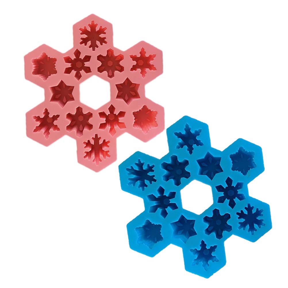 DOITOOL 2PCS Silicone Ice Cube Molds - Snowflake Chocolate & Candy Molds for Baking, Christmas Treats - Random Colors | Perfect for Holiday Desserts, Cocktails, and DIY Ice Cubes