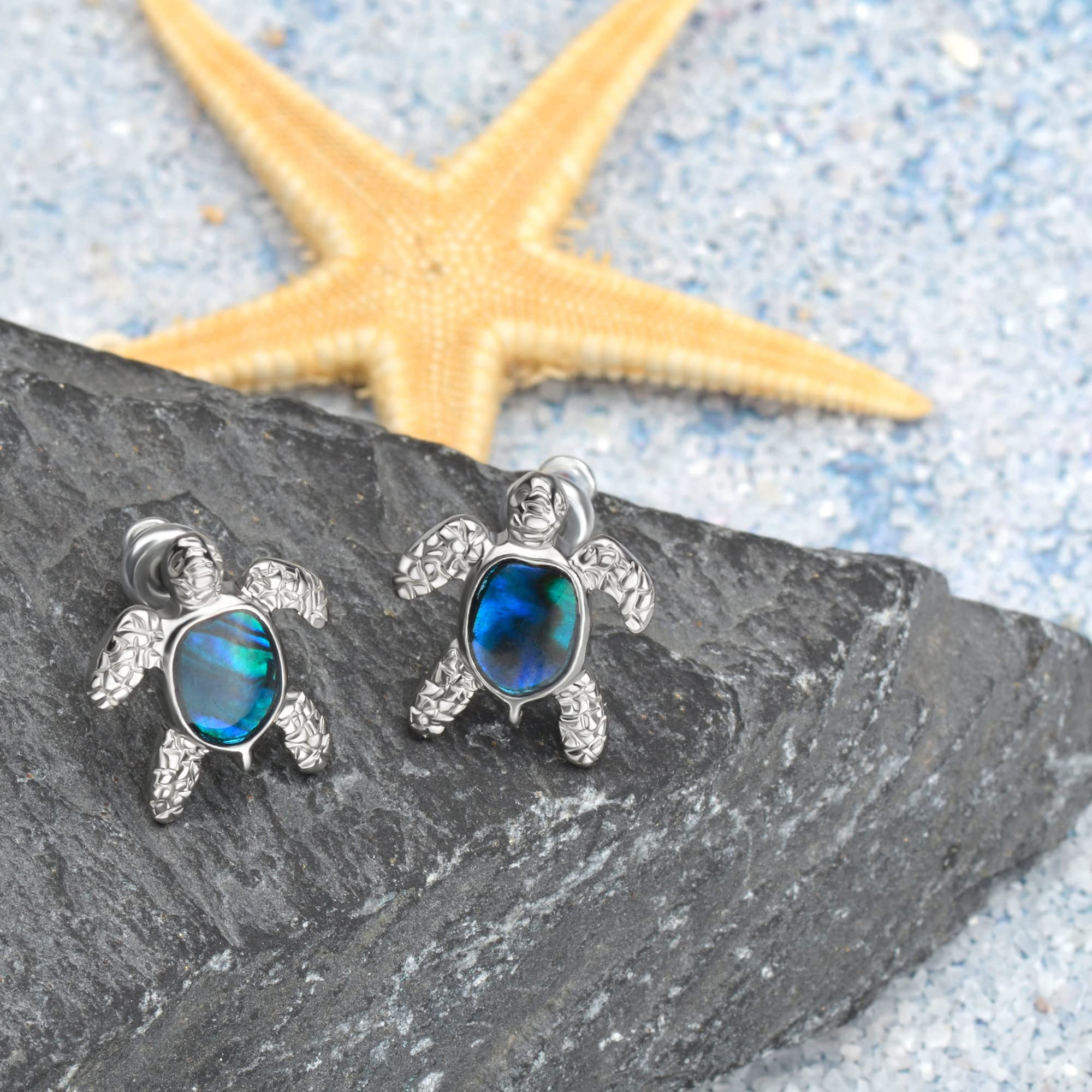 Starfish Dangle Drop Earrings for Women - Abalone Shell Ocean Beach Jewelry with Sea Turtle, Sand Dollar & Dolphin Charms | Perfect Mermaid Tail, Shark & Jellyfish Gifts for Her | Ideal for Beach Vacations, Summer Parties & Coastal Fashion