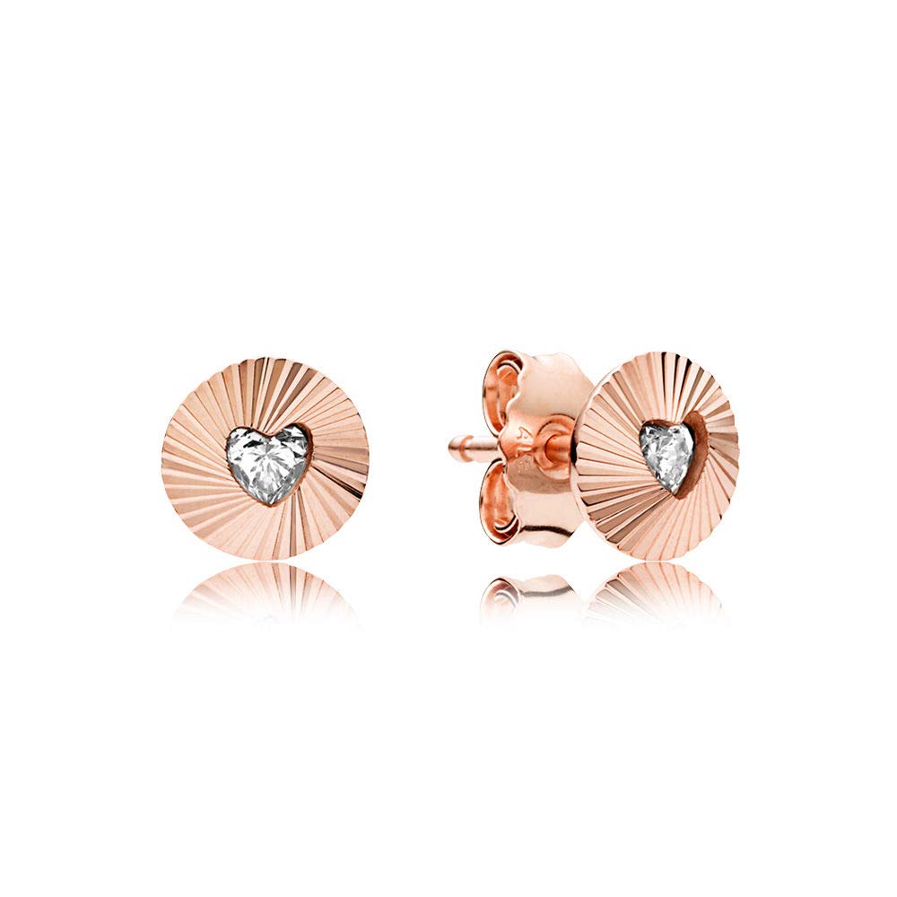 PANDORA Vintage Fans Earrings - Rose Gold & Clear CZ Stud Earrings for Women | 287297CZ | Elegant Jewelry Gift for Birthday, Anniversary & Special Occasions