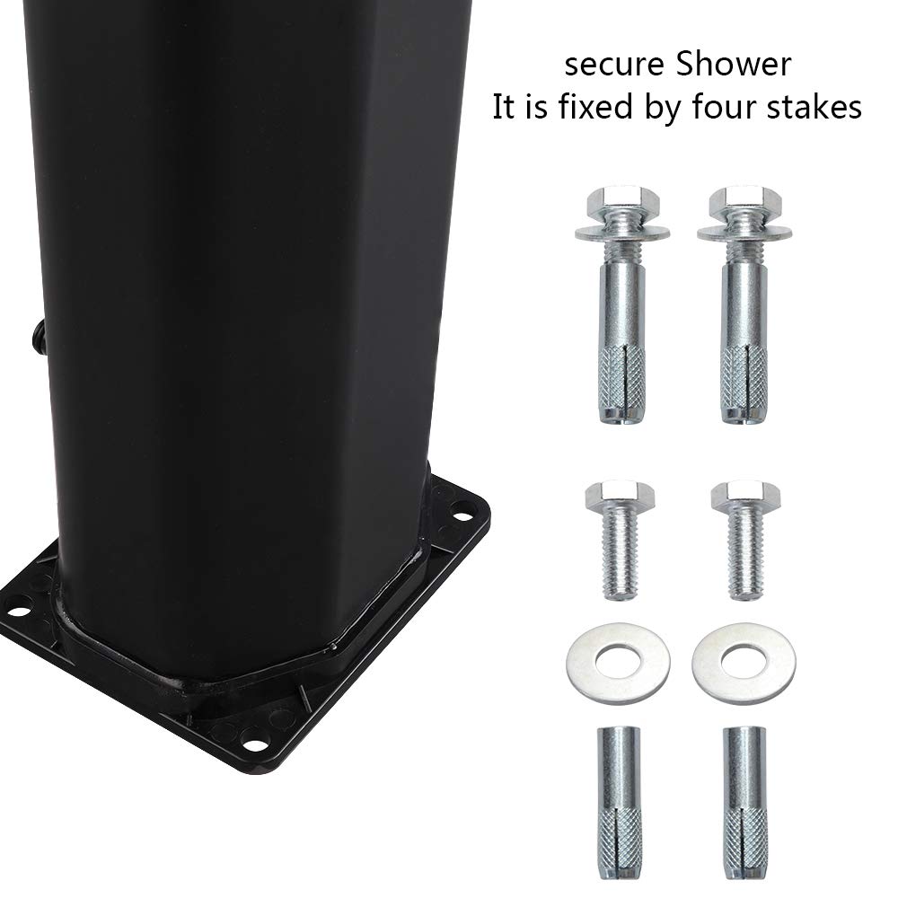 VINGLI 9.3 Gallon Solar Outdoor Shower with Adjustable Shower Head & Foot Tap - Portable Camping, Beach, Poolside, Backyard, RV & Garden Use - Black (35L)