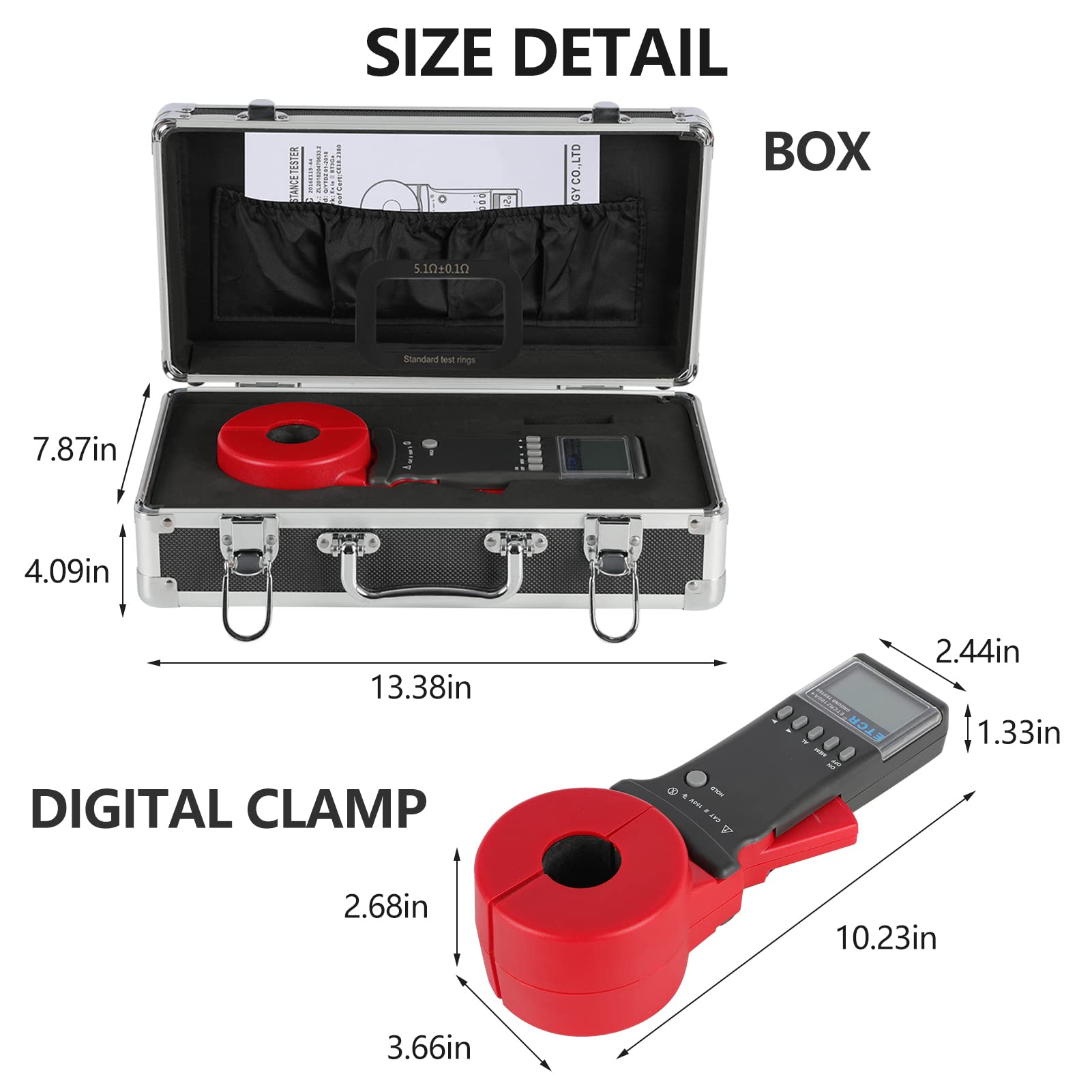 ETCR2100A+ Digital Clamp Ground Earth Resistance Tester Meter 0.01Ω-200Ω - Professional Electrical Testing Tool for Industrial Maintenance & Home Safety Inspections