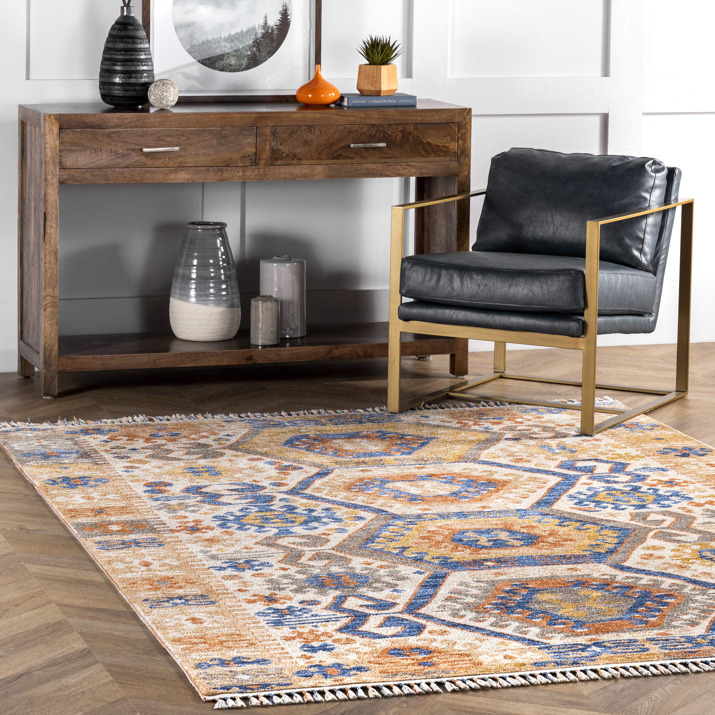 NuLOOM Ripley 5' x 8' Bohemian Tasseled Area Rug - Multi Color Handwoven Vintage Style Rug for Living Room, Bedroom & Home Decor