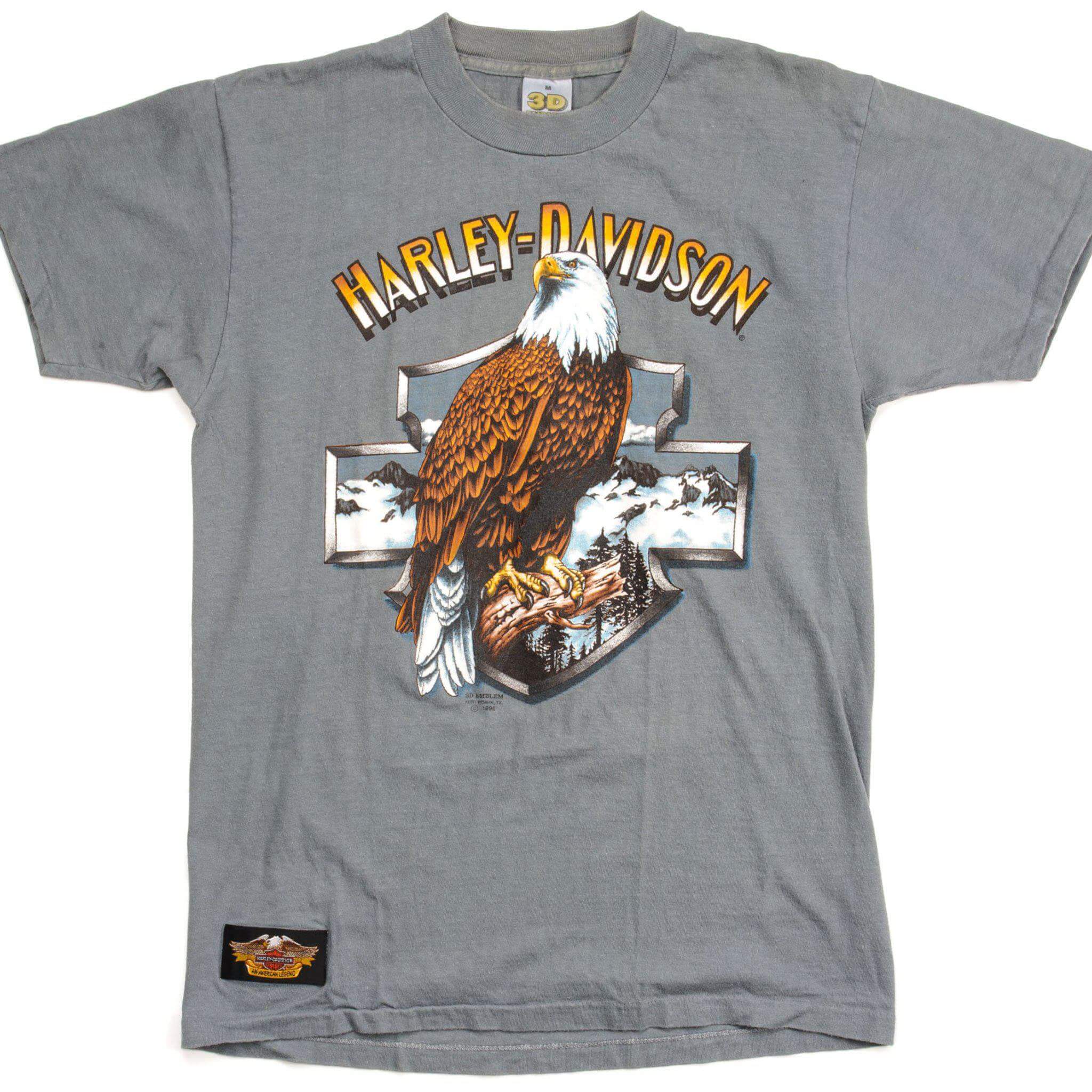 Vintage 3D Emblem Harley Davidson T-Shirt 1990s Retro Motorcycle Tee - Medium Size, Made in USA - Perfect for Biker Events & Casual Streetwear