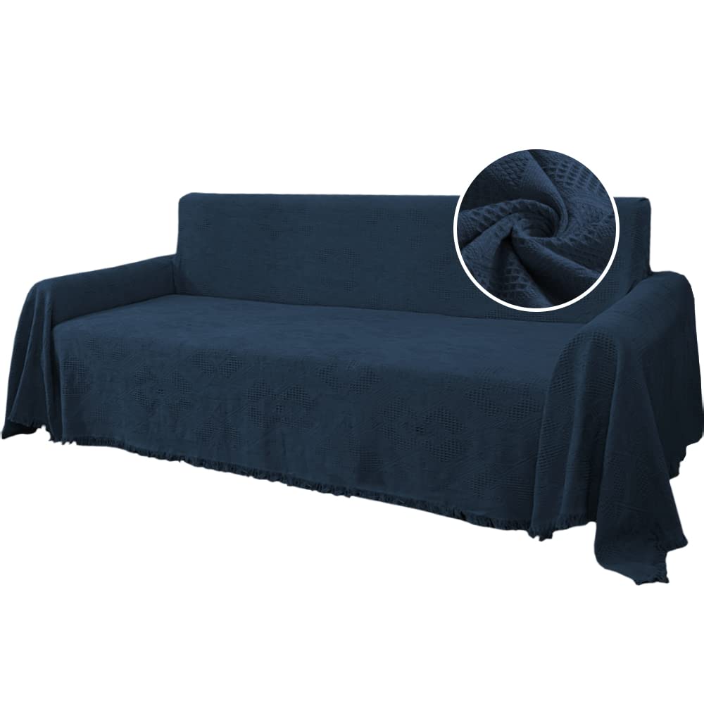 H.VERSAILTEX Jacquard Woven Sofa Slipcover - Thick Cotton Couch Cover with Tassels, Seamless Design Fits Most Sofa Shapes (X-Large: 71