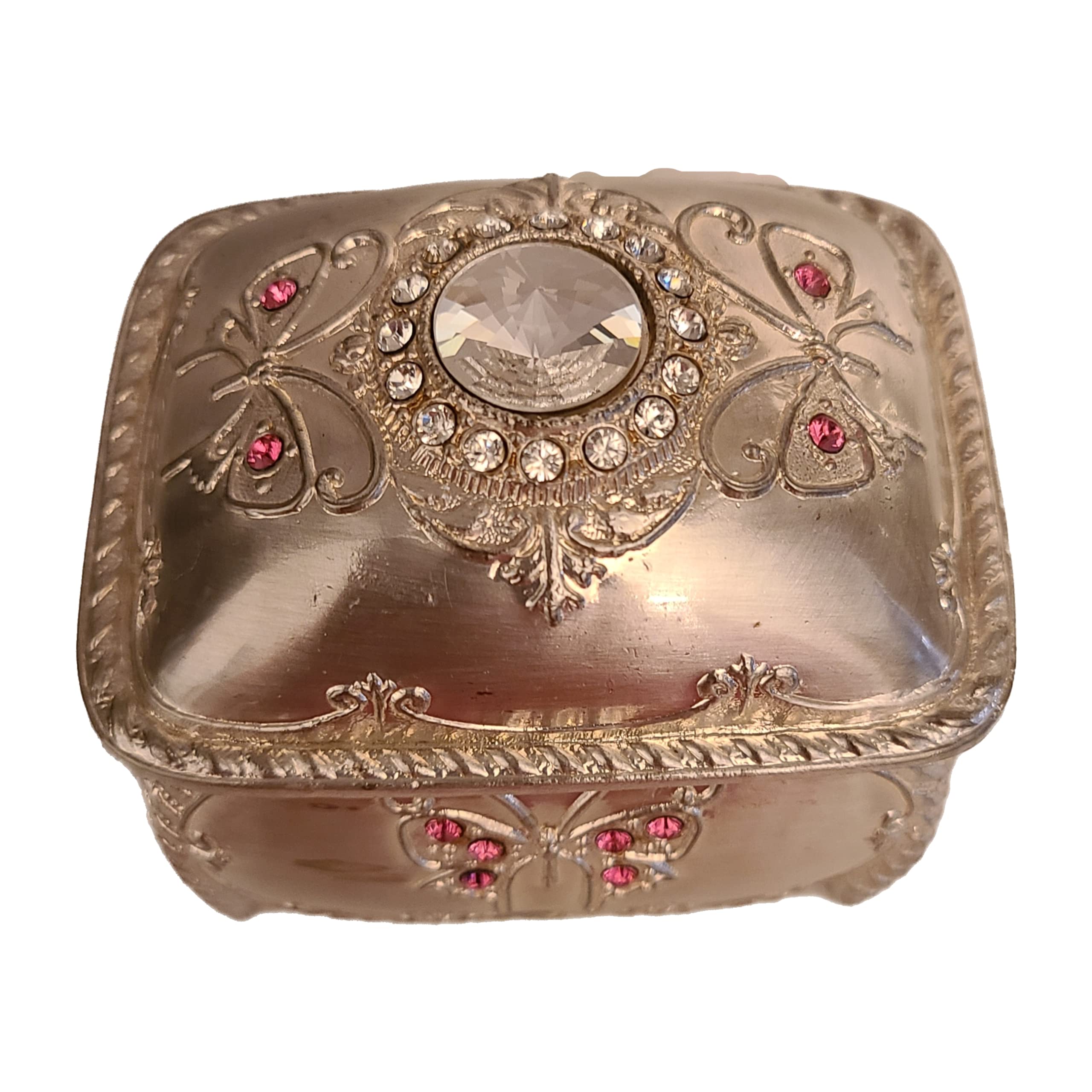 Elegant Silver & Pink Jeweled Music Box with Austrian Crystals - Phantom of the Opera Musical Jewelry Storage - Perfect for Gift Giving, Home Decor & Collectibles