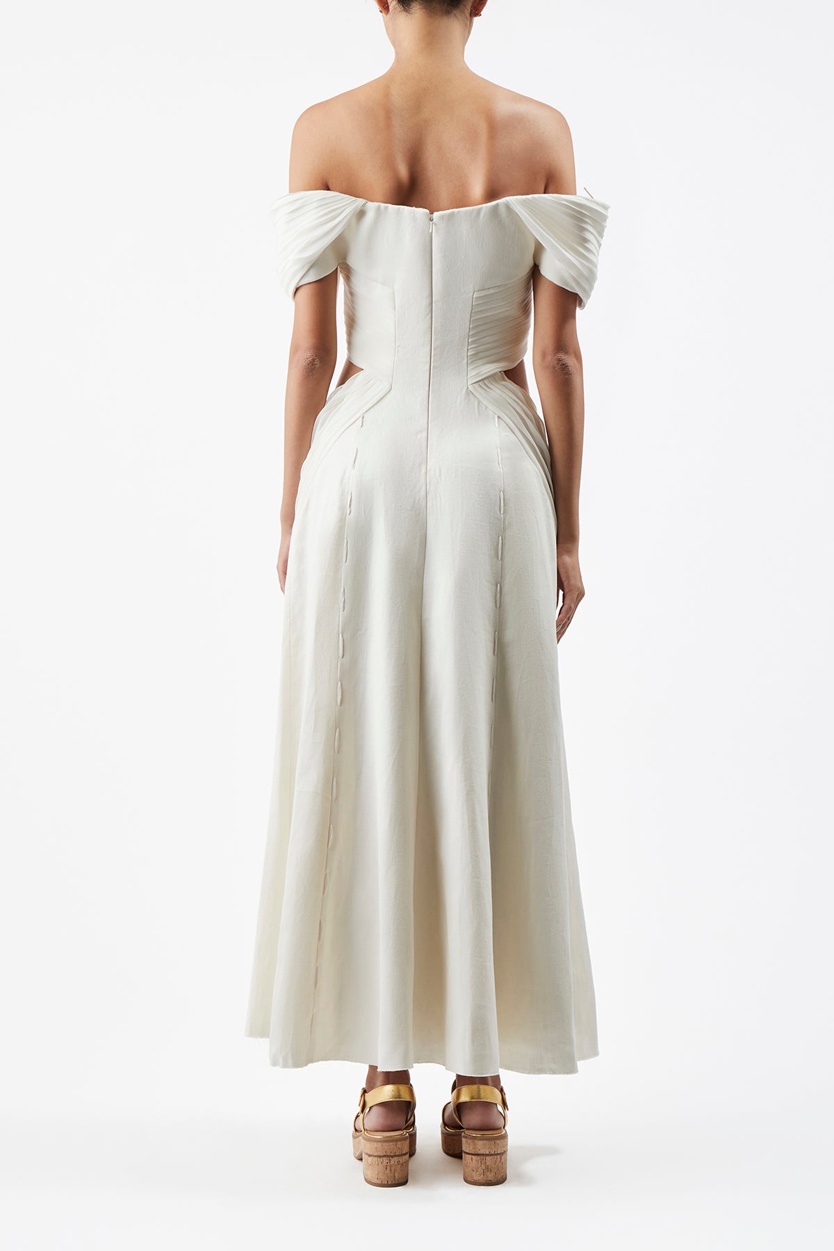 Erinna Ivory Linen Dress for Women | Elegant Summer Dress for Beach, Wedding & Casual Wear