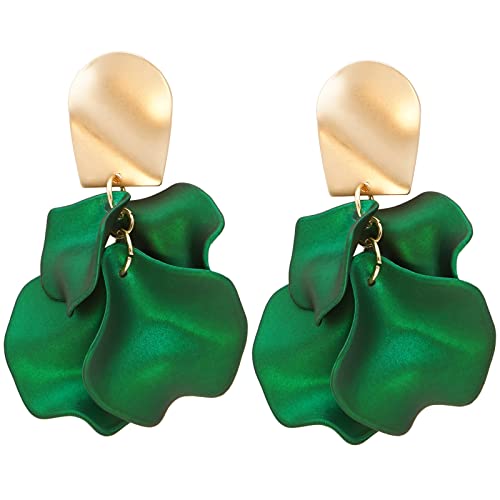 Chamqueen Multicolor Rose Petal Pendant Earrings for Women and Girls - Elegant Dangle Jewelry for Weddings, Parties & Everyday Wear