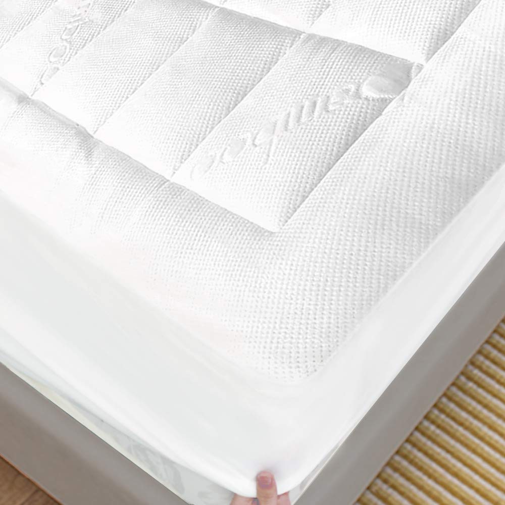 ENITYA Bamboo Mattress Pad Twin XL Size - Breathable, Soft Quilted Fitted Mattress Cover with 400 GSM Down Alternative Fill (8-21” Deep Pocket) - Cooling Bed Topper for Hot Sleepers, Guest Room & Dorm Essentials