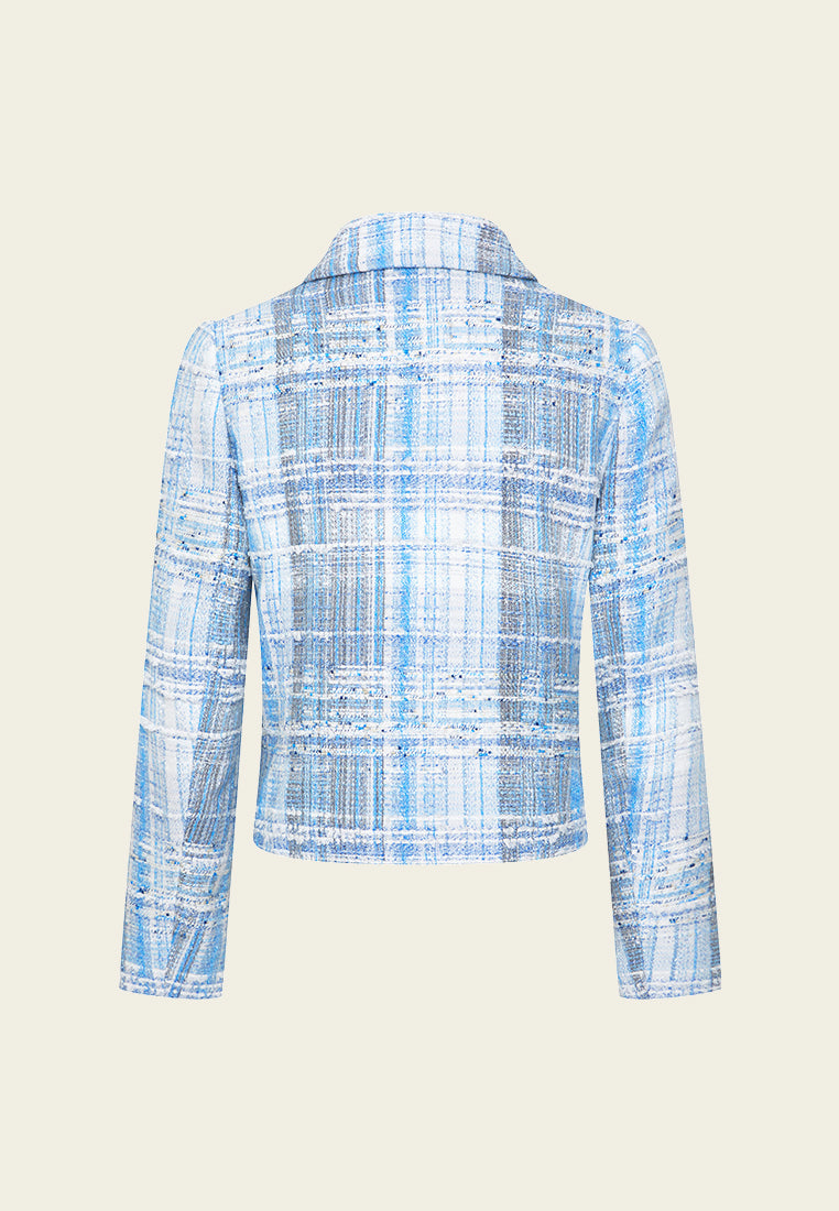 Elegant Lapel Striped Embellished Tweed Jacket for Women - Vintage Style Blazer for Office, Party & Special Occasions