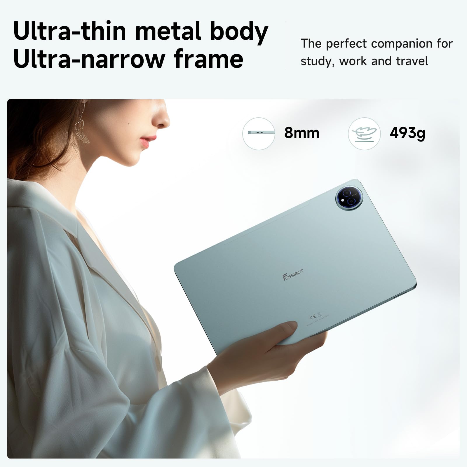 FOSSiBOT Tab12 Android 14 Tablet - 10.95 Inch FHD+ (1920x1200) 4G LTE Octa-Core, 18GB RAM (6+12) + 256GB Storage (Expandable to 1TB), 7000mAh Battery, Dual Camera (13MP+5MP) | Widevine L1 | GPS | BT5.0 | Face ID - Perfect for Work, Study, Streaming & Travel