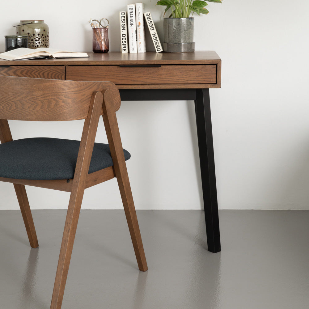 MALTON 120cm Study Desk - Black & Walnut Finish, Modern Writing Desk for Home Office, Dorm Room, or Small Spaces